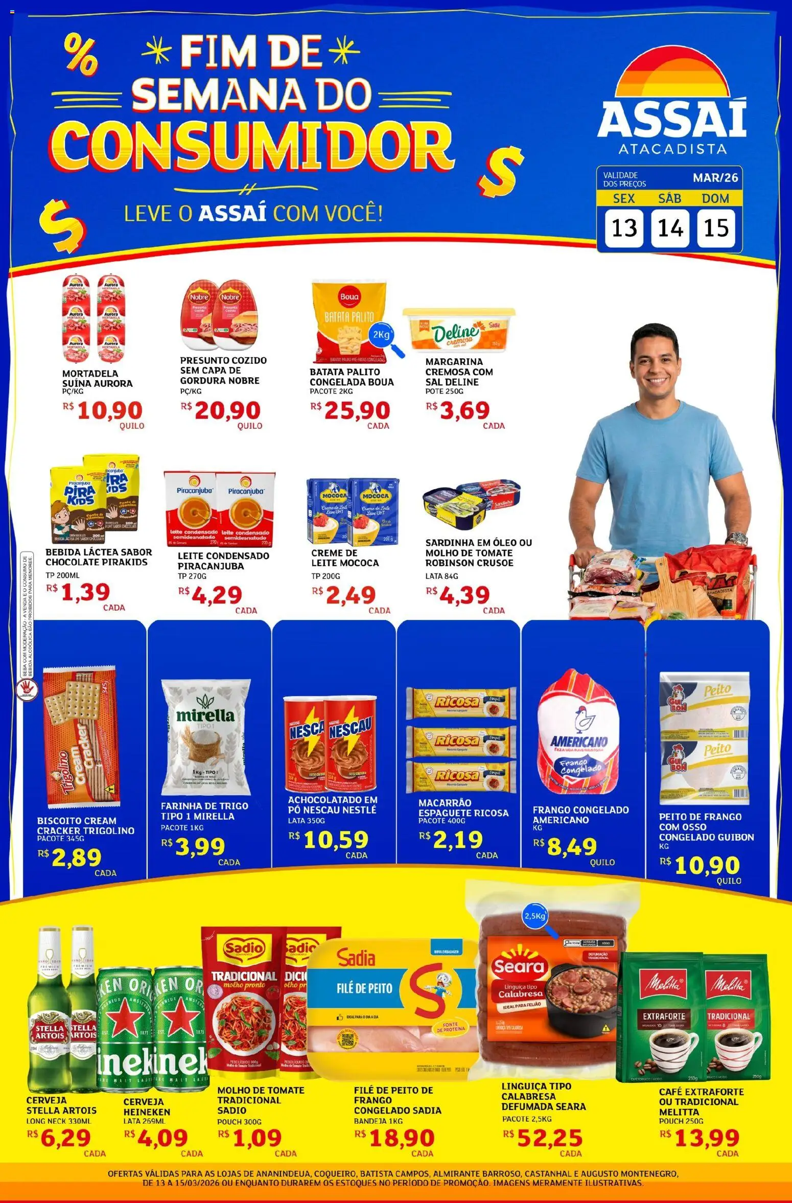 Assaí Atacadista Folheto - válido de 13.03.2026 | Página: 1 | Produtos: Feijão, Achocolatado, Óleo, Creme