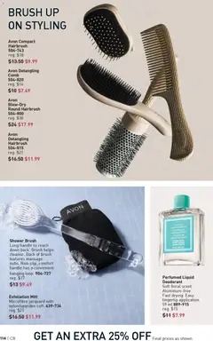 Preview of Shower Brush, Long handle to reach down back. Brush helps cleanse. Back of brush features massage nubs. Non-slip, comfort handle has a convenient hanging loop. from shop Avon valid from 09.04.2026 | Page: 114