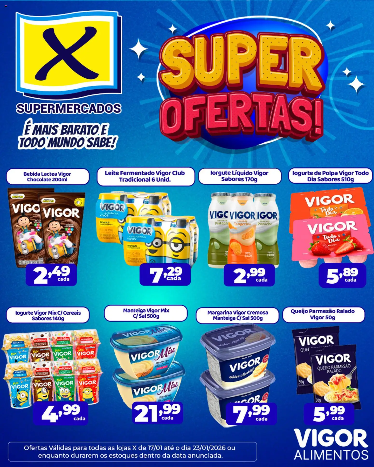 X Supermercados Folheto - válido de 17.01.2026 | Página: 1 | Produtos: Chocolate, Cálcio, Bebida, Margarina