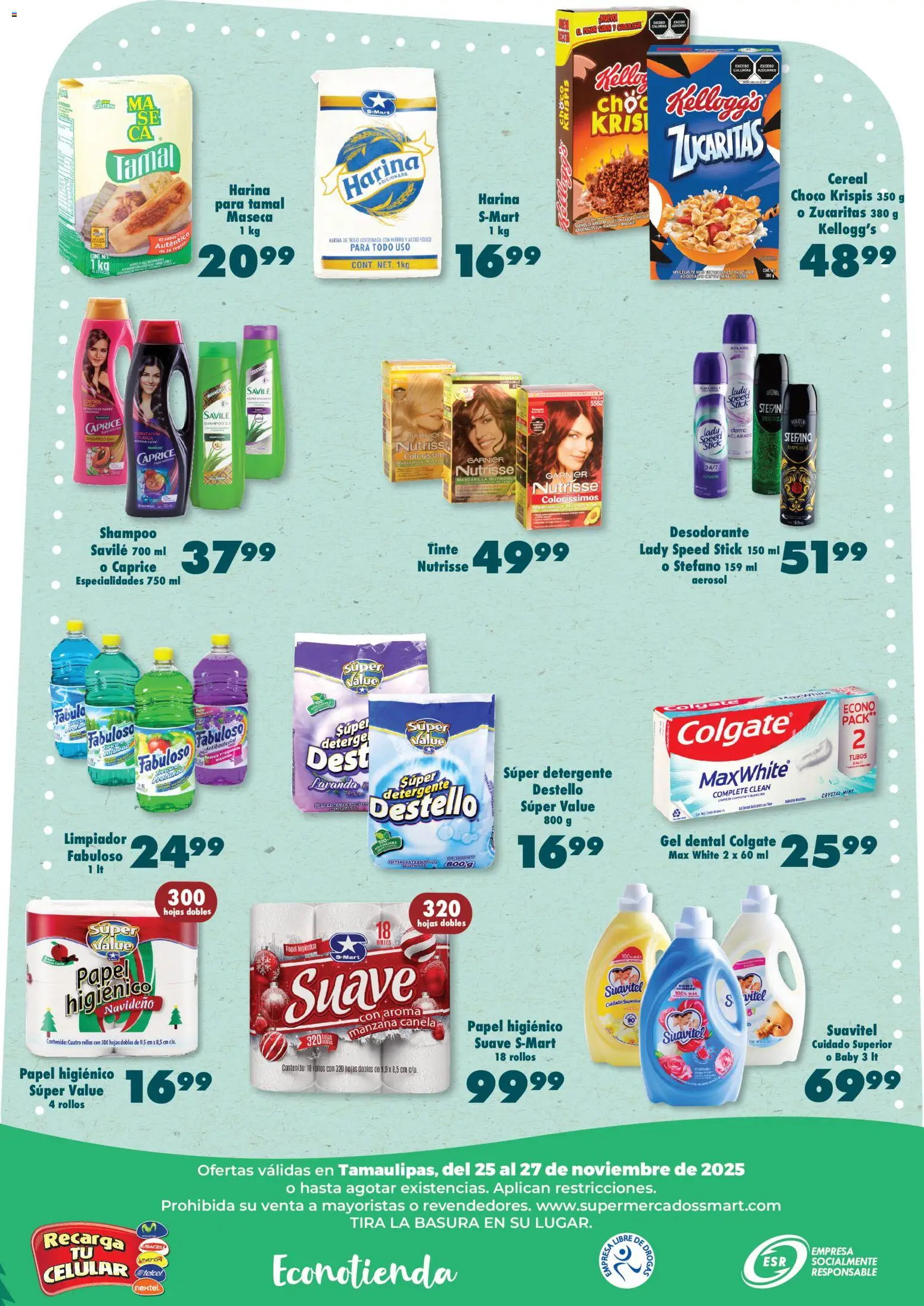 Nuevas ofertas de S-Mart válidas en toda la República Mexicana desde el 25.11.2025. ¡Encuentra las mejores ofertas en S-Mart folleto Reynosa! | Página: 6 | Productos: Desodorante, Detergente, Manzana, Papel higiénico