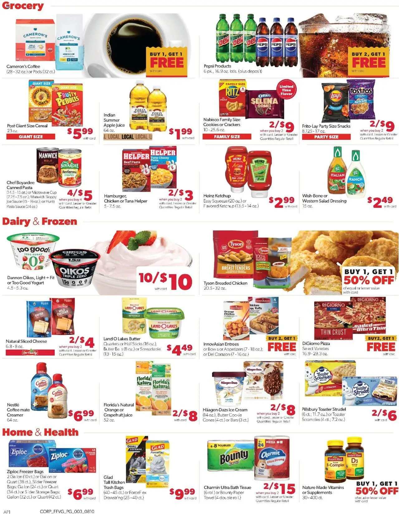 Family Fare Weekly Ad - valid from 10.08.2025 | Page: 4 | Products: Toaster, Pizza, Pasta, Ice cream
