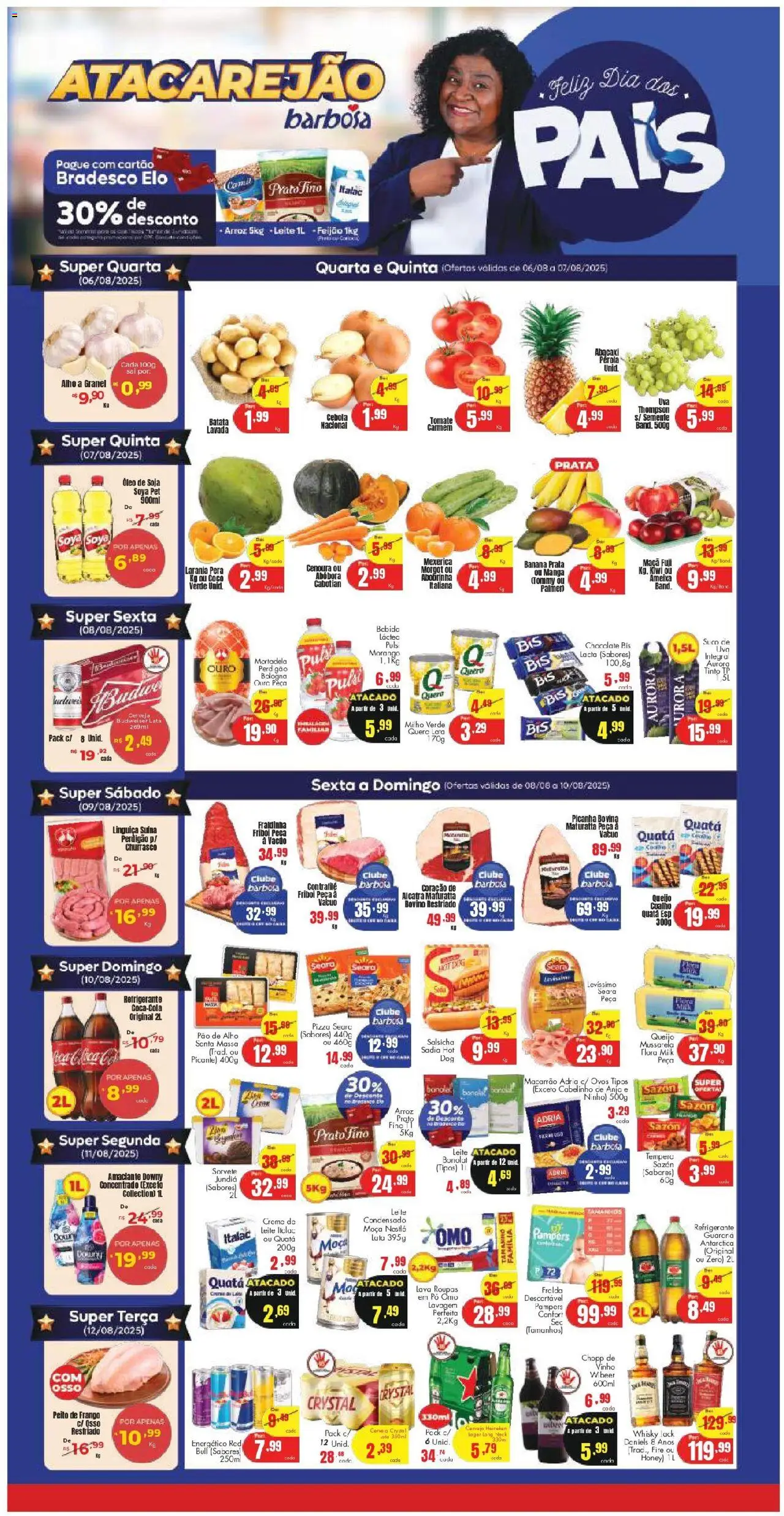 Barbosa Supermercados Folheto - válido de 06.08.2025 | Página: 1 | Produtos: Picanha, Leite, Vinho, Ameixa