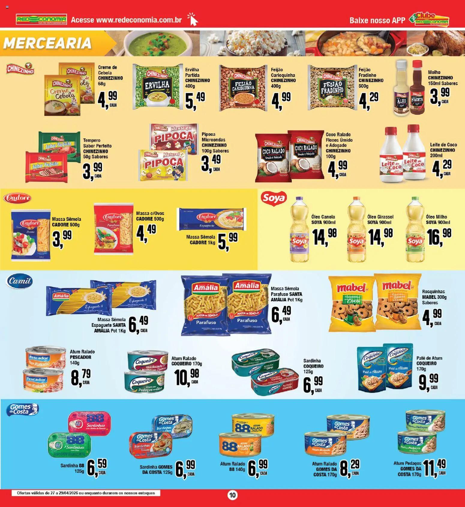 RedEconomia Folheto - válido de 27.04.2026 | Página: 10 | Produtos: Ervilha, Manteiga, Microondas, Pipoca