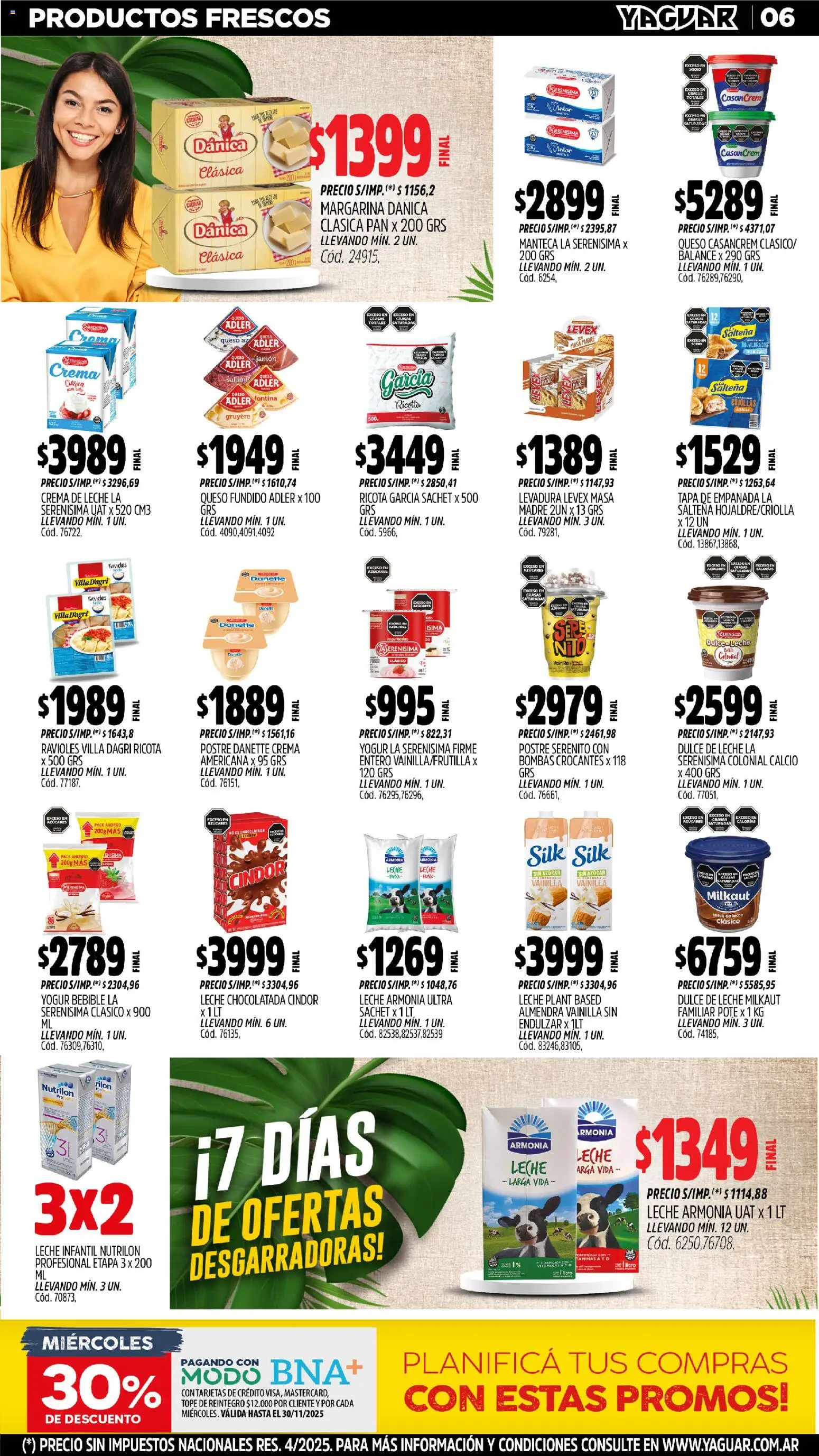Yaguar - Bahía Blanca │ válido desde el 03.11.2025 | Página: 6 | Productos: Crema de leche, Pan, Jamón, Margarina