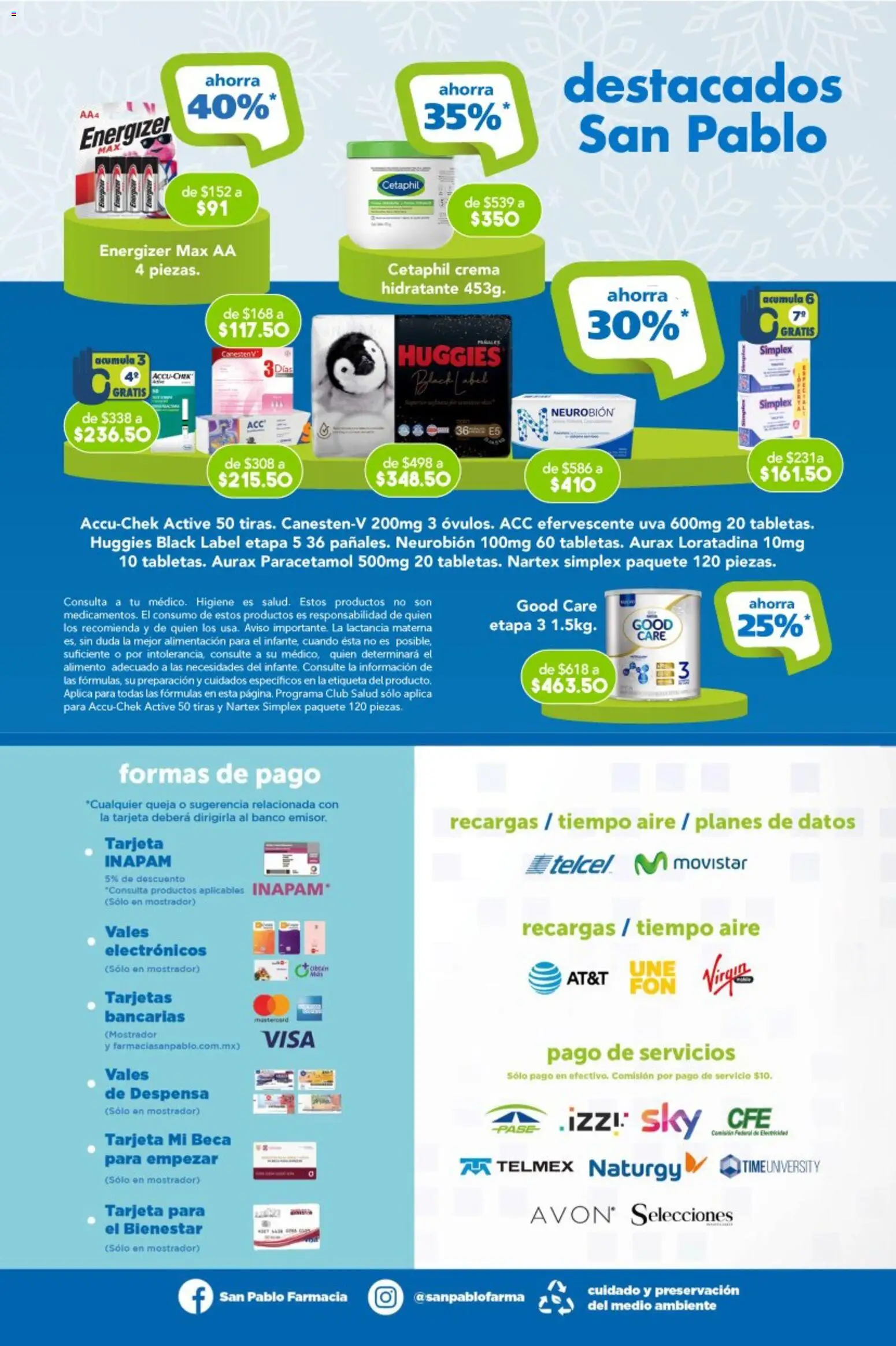 Nuevas ofertas de Farmacia San Pablo válidas en toda la República Mexicana desde el 21.12.2025. ¡Encuentra las mejores ofertas en Farmacia San Pablo catálogo! | Página: 12 | Productos: Crema, Uva, Banco, Despensa
