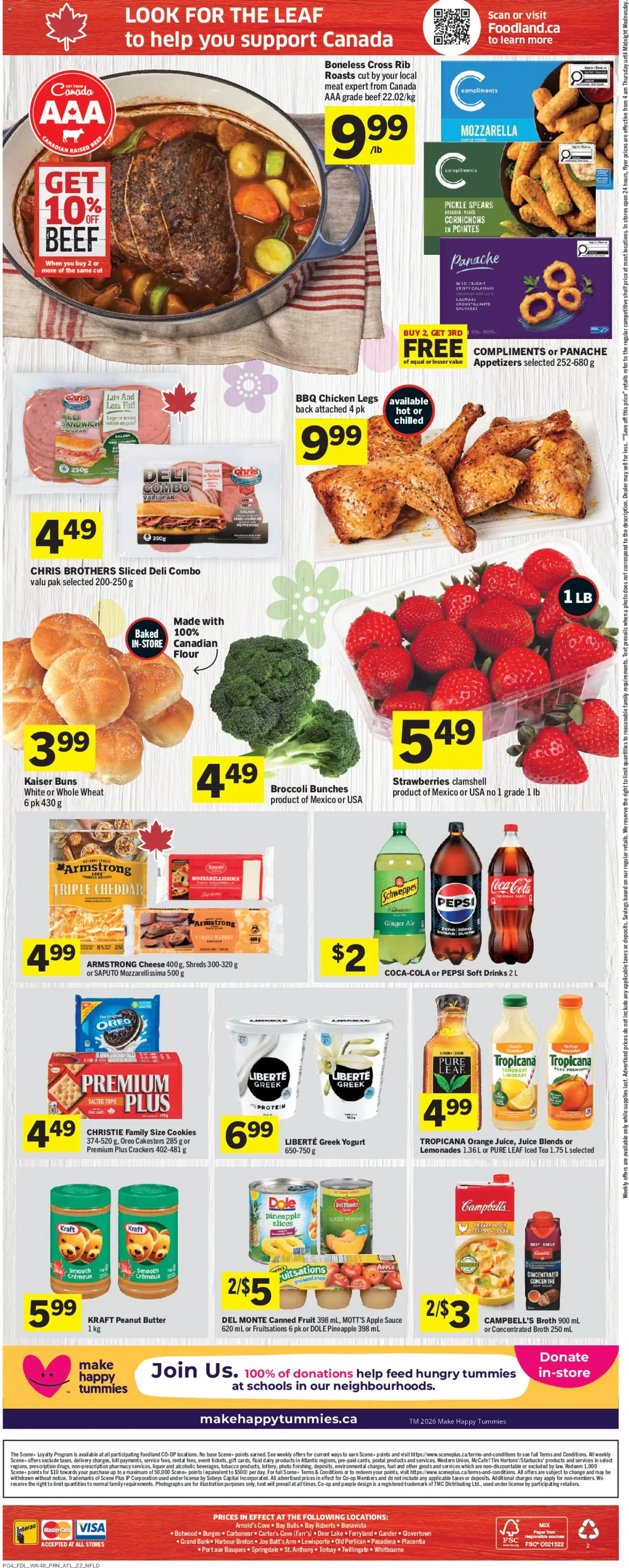 Foodland flyer valid from 26.03.2026 | Page: 4 | Products: Tea, Strawberries, Cookies, Salami