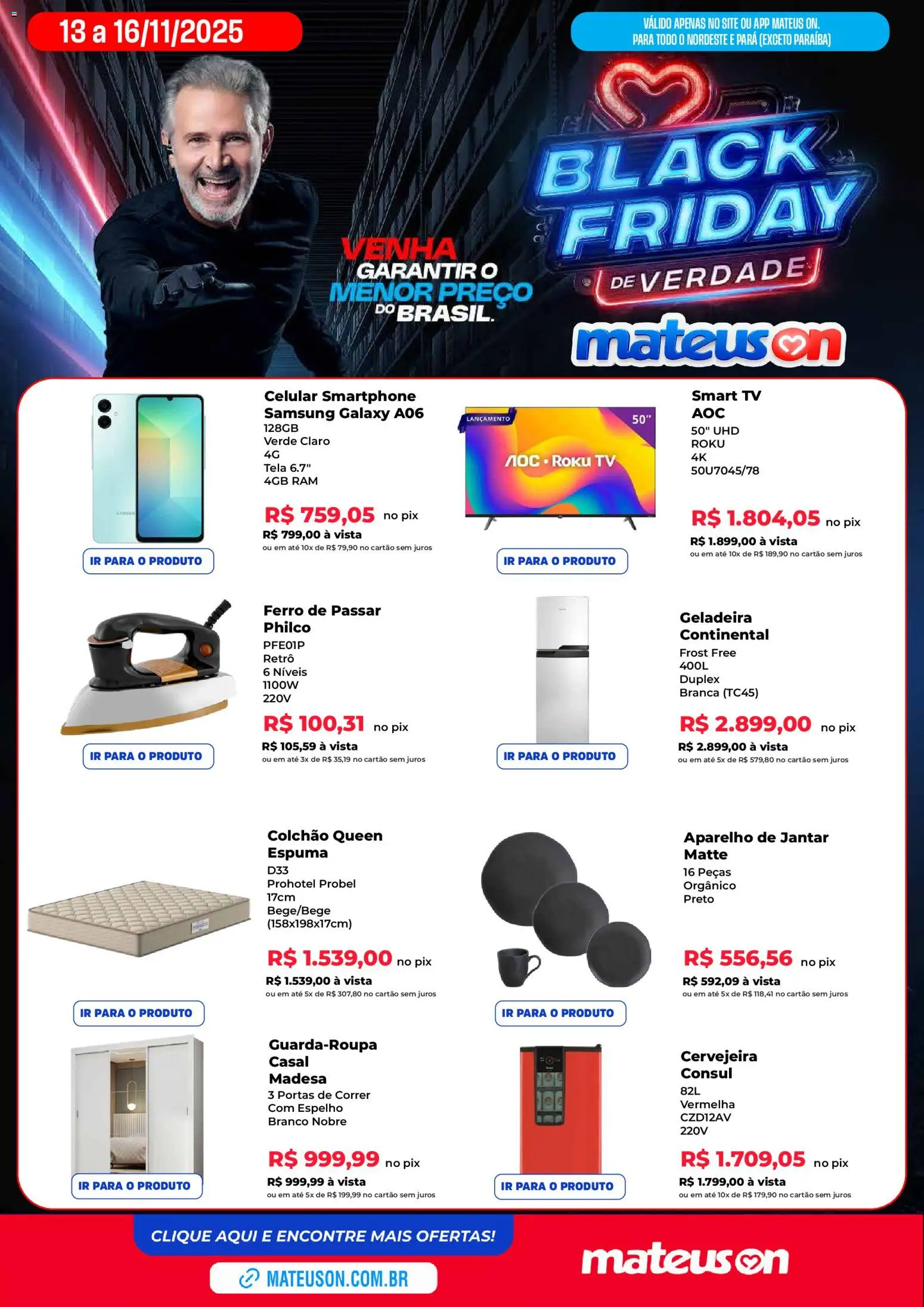 Mateus Folheto - válido de 13.11.2025 | Página: 2 | Produtos: Celular, Colchão, Tela, Tv