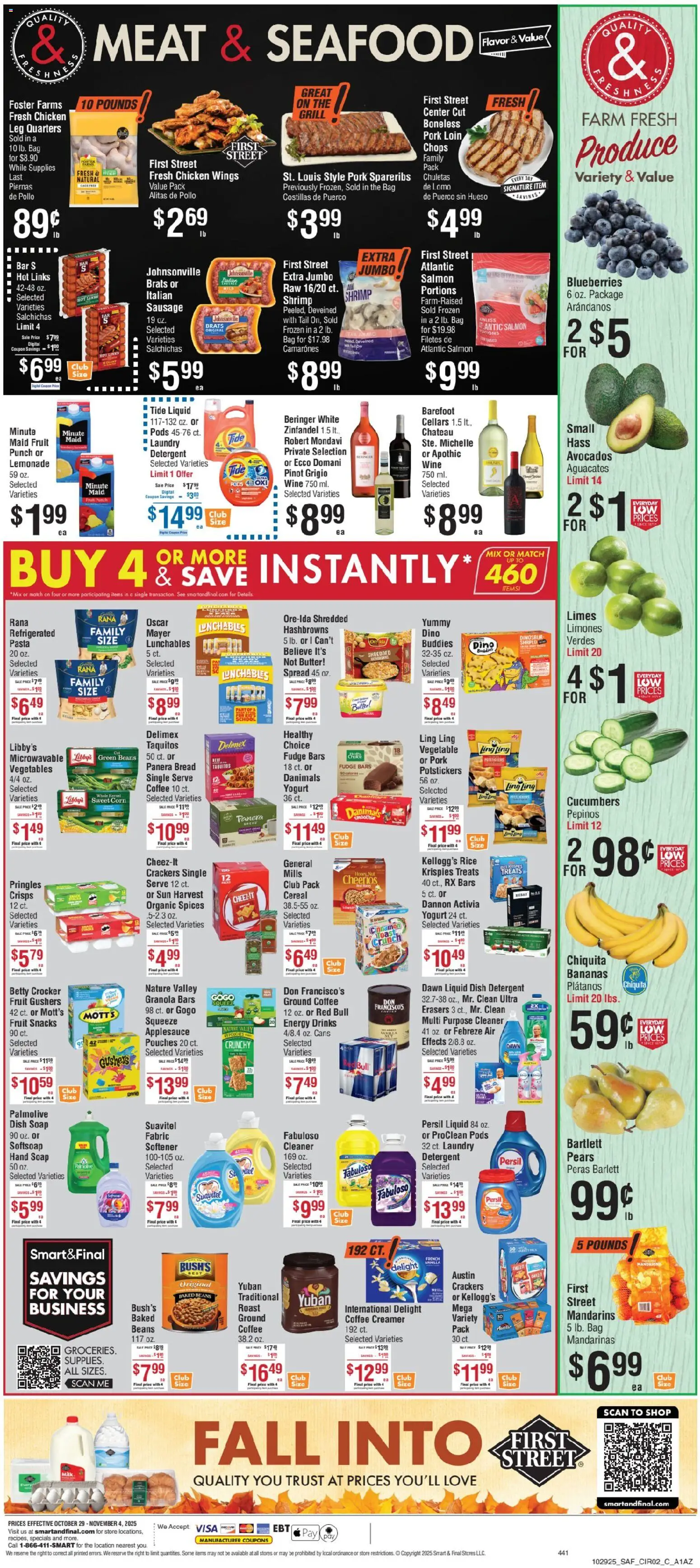 Smart & Final Weekly Ad - valid from 29.10.2025 | Page: 3 | Products: Wine, Pork, Spices, Vegetables