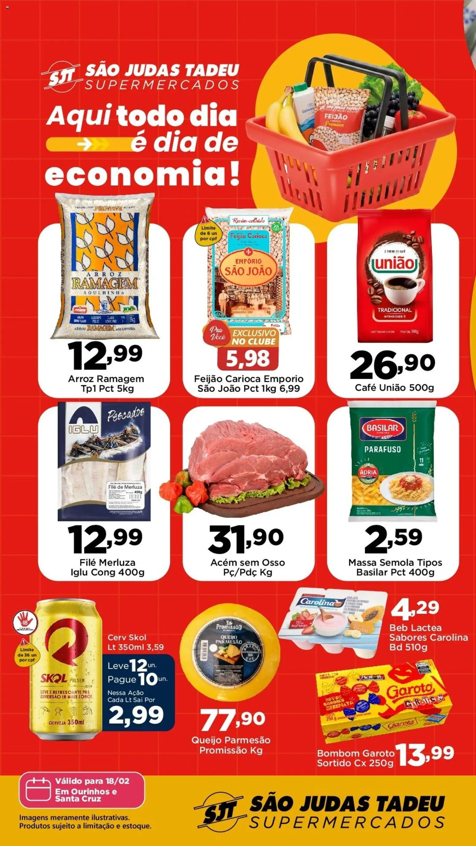 São Judas Tadeu Folheto - válido de 18.02.2026 | Página: 1 | Produtos: Acém, Queijo, Café, Massa