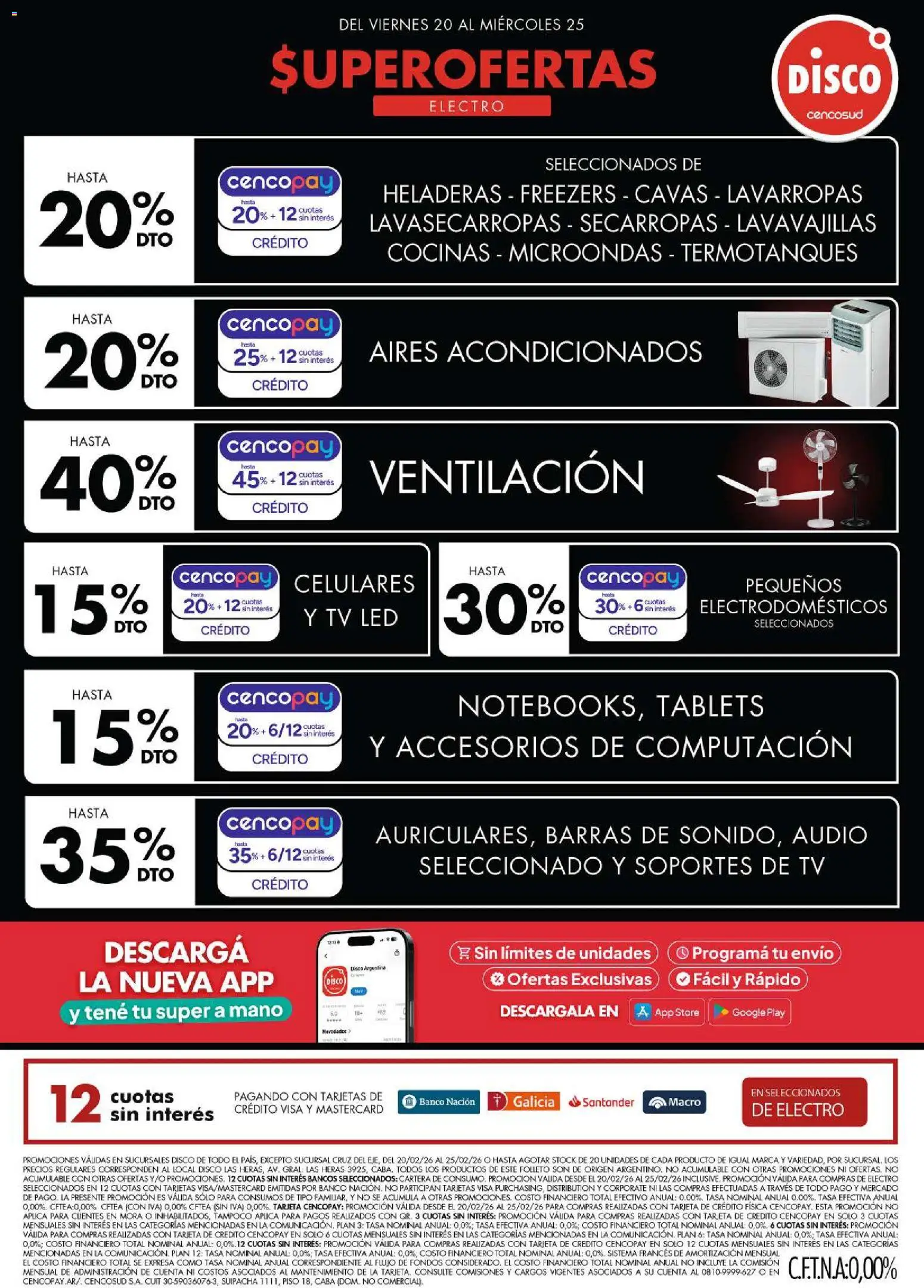 Disco - Ofertas | Electro, T. Libre y más │ válido desde el 20.02.2026 | Página: 1 | Productos: Audio, Lavavajillas, Banco, Microondas