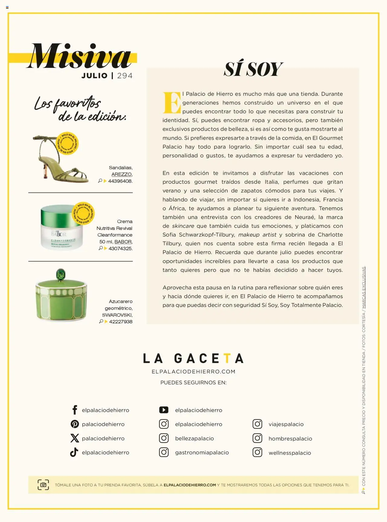 Nuevas ofertas de Palacio De Hierro válidas en toda la República Mexicana desde el 01.07.2025. ¡Encuentra las mejores ofertas en Palacio De Hierro catálogo! | Página: 20 | Productos: Crema, Ropa, Té, Sobre
