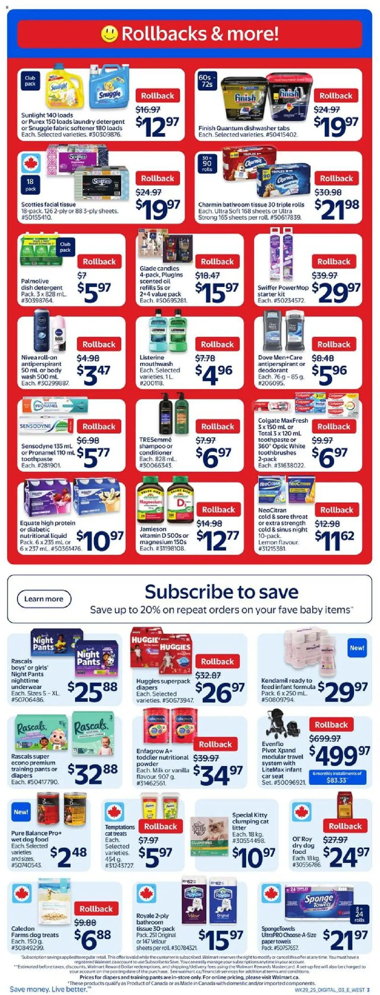 Walmart flyer valid from 14.08.2025 | Page: 4 | Products: Toothpaste, Fabric softener, Oil, Underwear