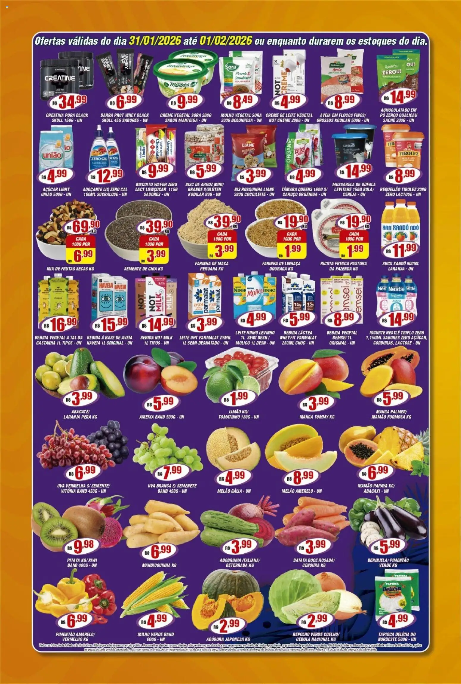 Violeta Supermercados Folheto - válido de 31.01.2026 | Página: 2 | Produtos: Farinha de linhaça, Aveia, Batata, Mussarela