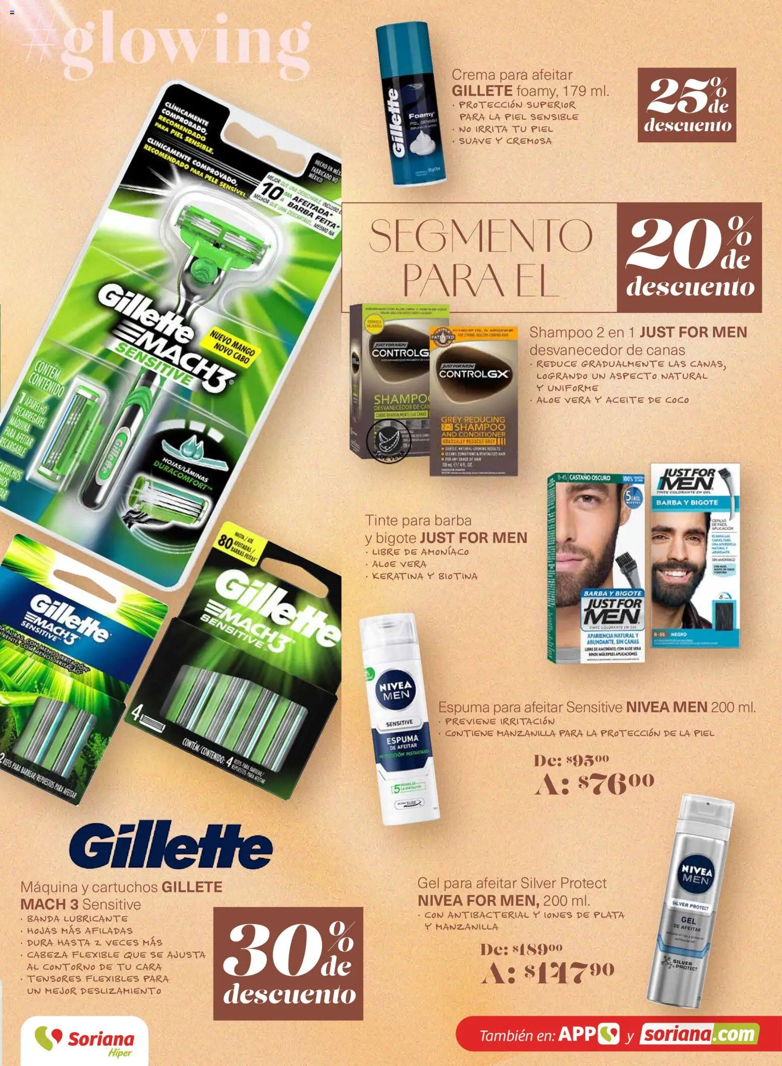 Nuevas ofertas de Soriana válidas en toda la República Mexicana desde el 12.03.2026. ¡Encuentra las mejores ofertas en Soriana - Glowing Descubre tu belleza Híper Nacional! | Página: 23 | Productos: Crema, Lima, Mango, Espuma