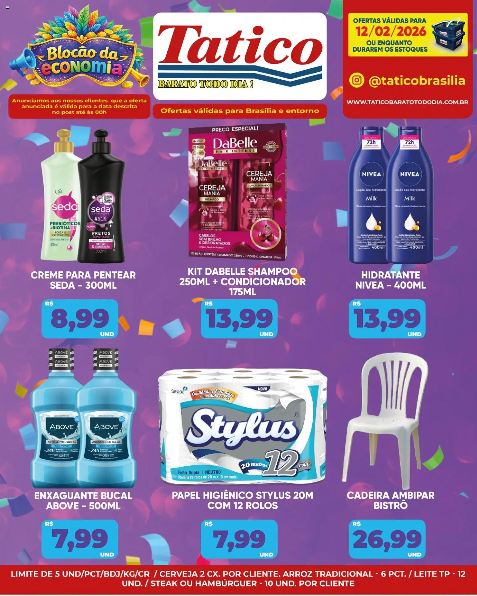 Tatico Folheto - válido de 12.02.2026 | Página: 15 | Produtos: Condicionador, Arroz, Creme, Papel higiênico