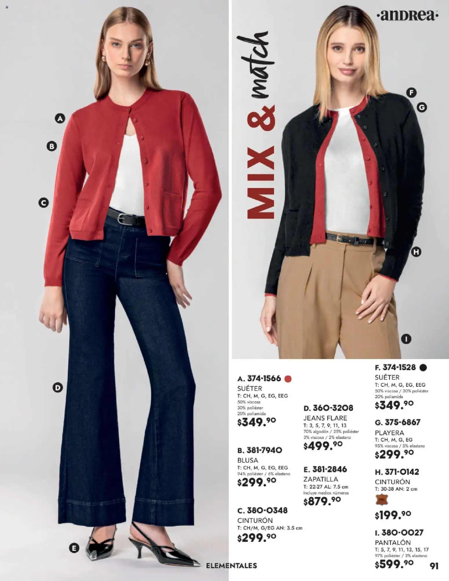 Nuevas ofertas de Andrea válidas en toda la República Mexicana desde el 26.11.2025. ¡Encuentra las mejores ofertas en Andrea catálogo Vestir! | Página: 91 | Productos: Suéter, Cinturón, Algodón, Playera