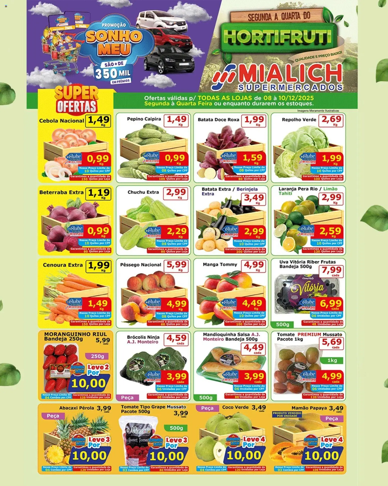Mialich Supermercados Folheto - válido de 08.12.2025 | Página: 1 | Produtos: Coco, Chuchu, Abacaxi, Cenoura