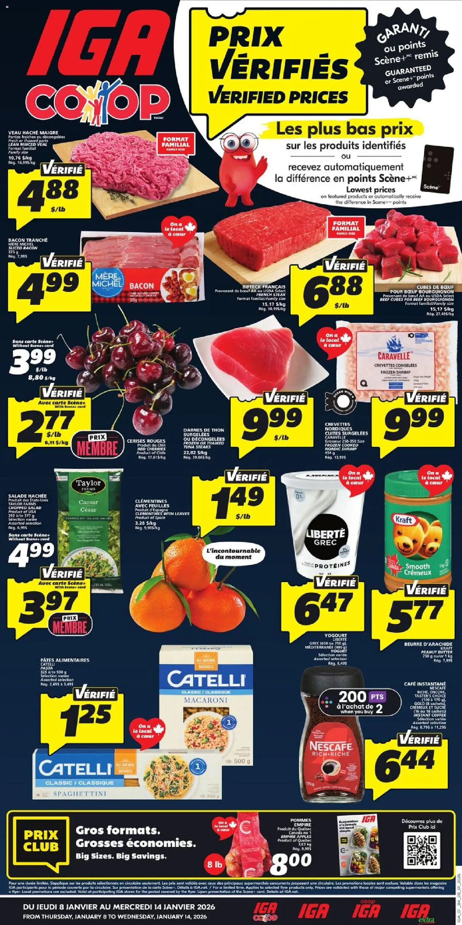 IGA flyer valid from 08.01.2026 | Page: 1 | Products: Salad, Butter, Yogurt, Coffee