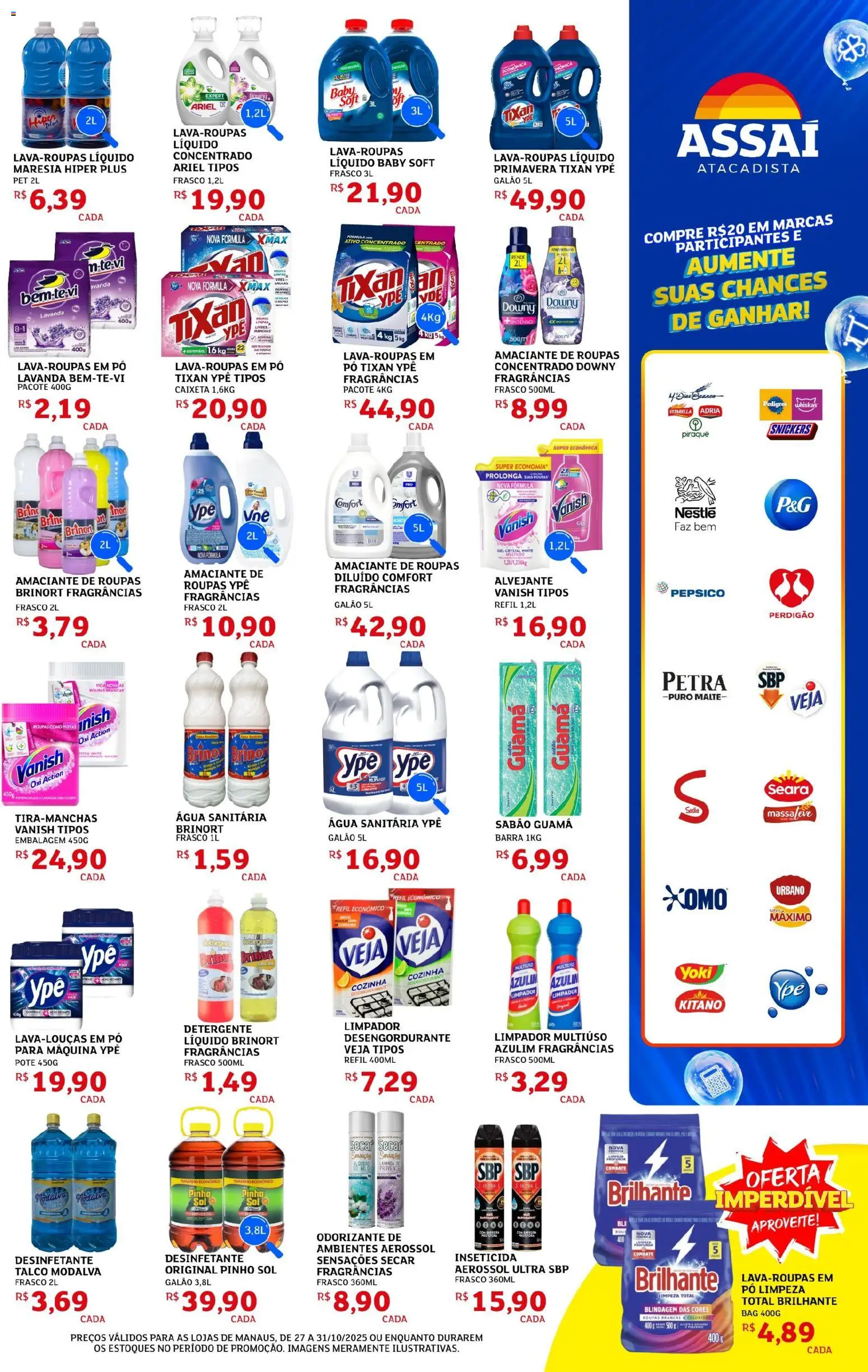 Assaí Atacadista Folheto - válido de 27.10.2025 | Página: 7 | Produtos: Ariel, Desengordurante, Vanish, Desinfetante