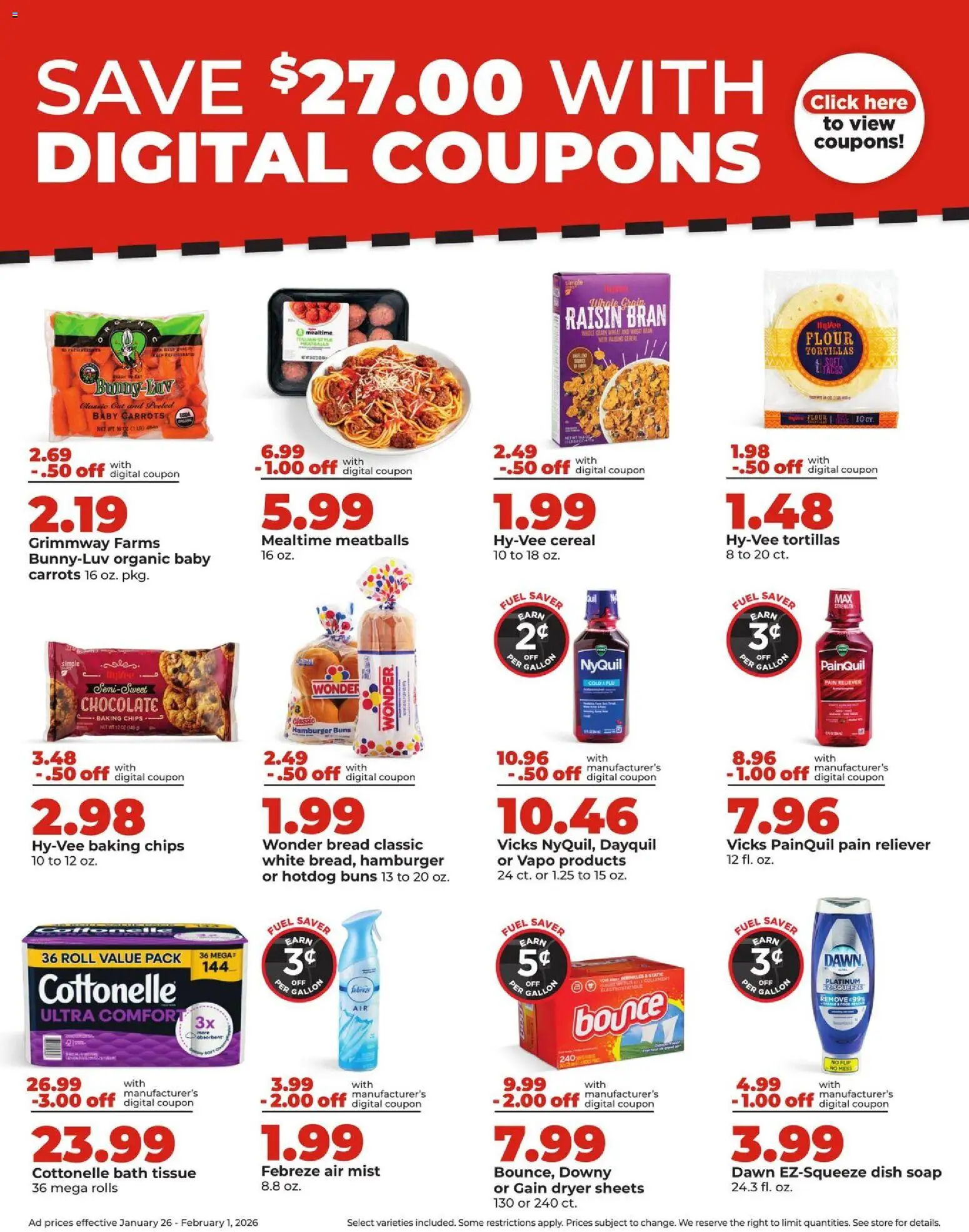 HyVee Weekly Ad - valid from 26.01.2026 | Page: 5 | Products: Bath, Chocolate, Chips, Dryer