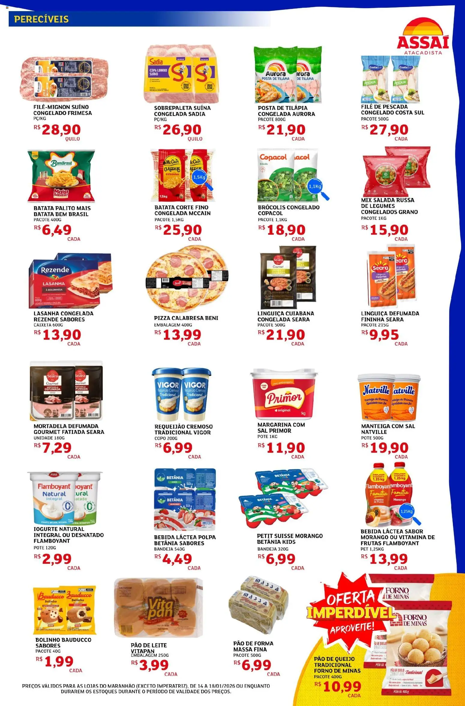 Assaí Atacadista Folheto - válido de 14.01.2026 | Página: 3 | Produtos: Tilápia, Copa, Lasanha, Batata