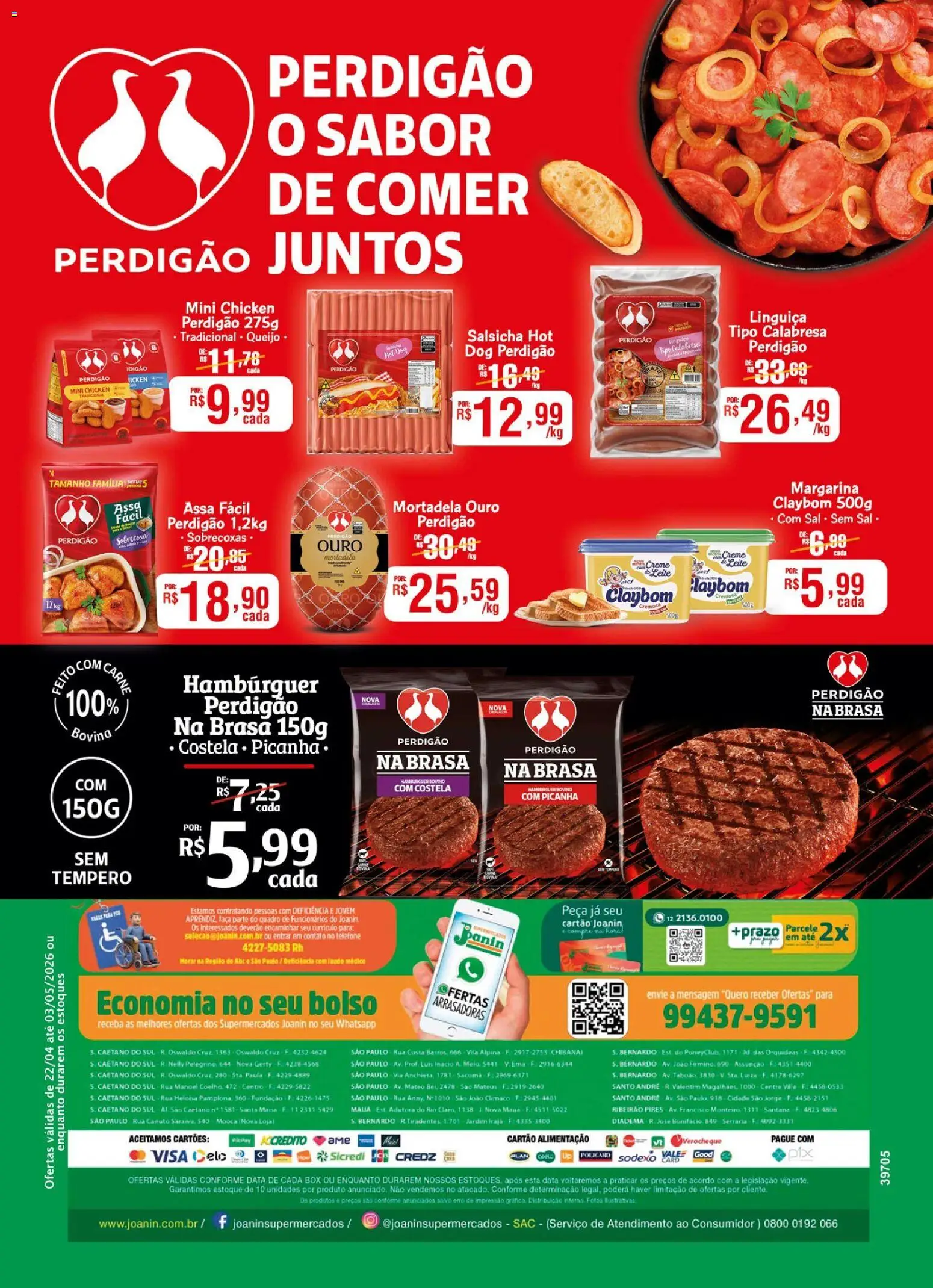 Supermercados Joanin Folheto - válido de 22.04.2026 | Página: 2 | Produtos: Salsicha, Faca, Creme, Hambúrguer