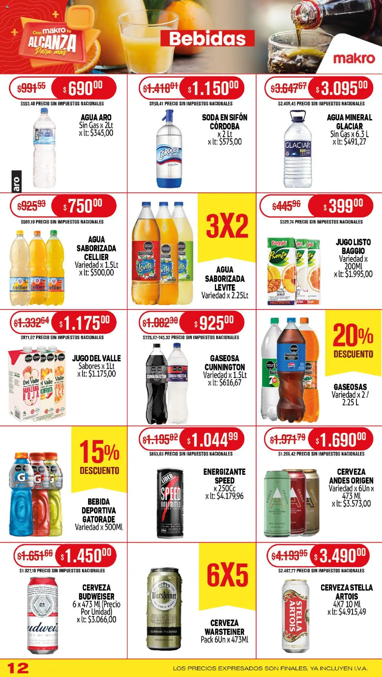 Makro ofertas │ válido desde el 05.06.2025 | Página: 12 | Productos: Manzana, Agua, Agua saborizada, Té