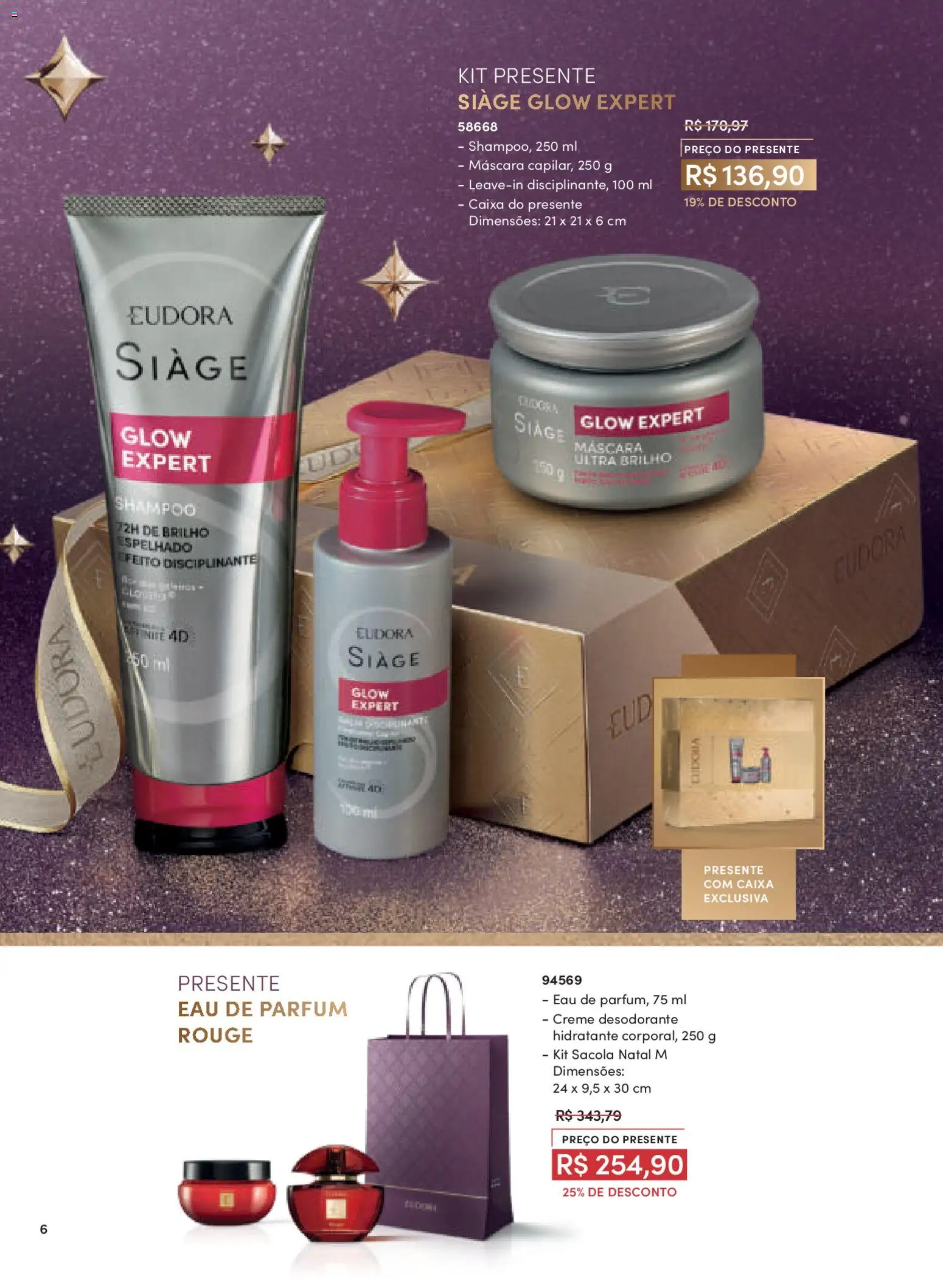 Eudora Folheto - válido de 10.11.2025 | Página: 6 | Produtos: Shampoo, Desodorante, Caixa, Creme