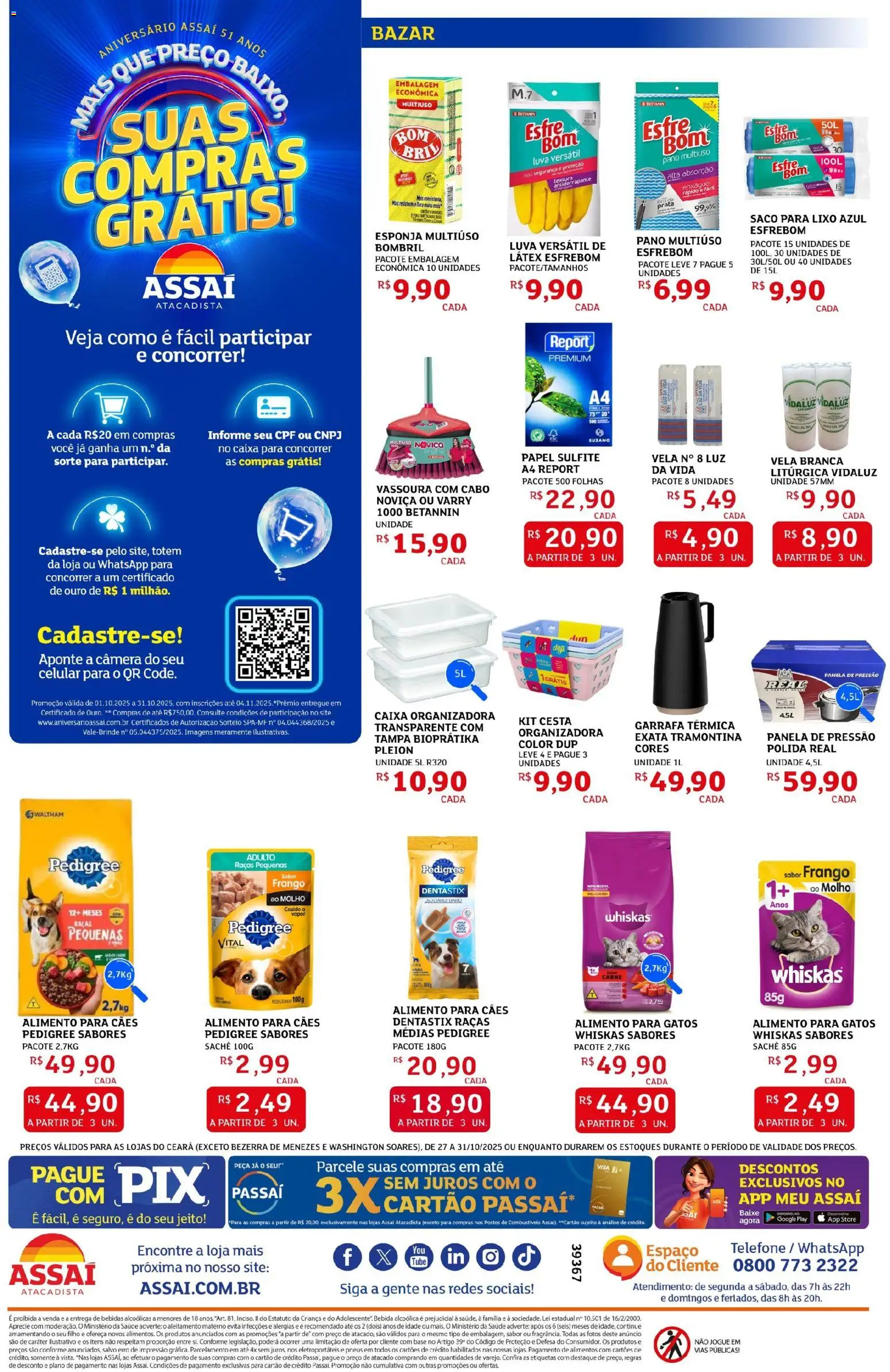 Assaí Atacadista Folheto - válido de 27.10.2025 | Página: 8 | Produtos: Panela de pressão, Garrafa térmica, Cesta, Bebida