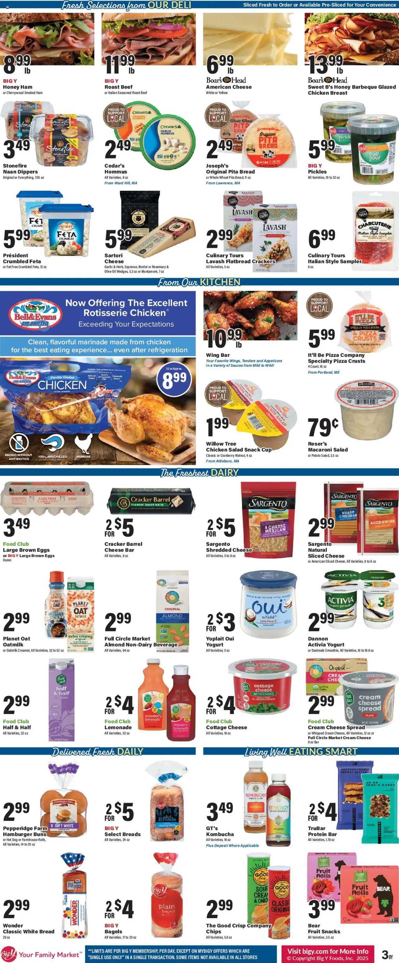 Big Y Weekly Ad - valid from 21.08.2025 | Page: 5 | Products: Milk, Bread, Pizza, Salad