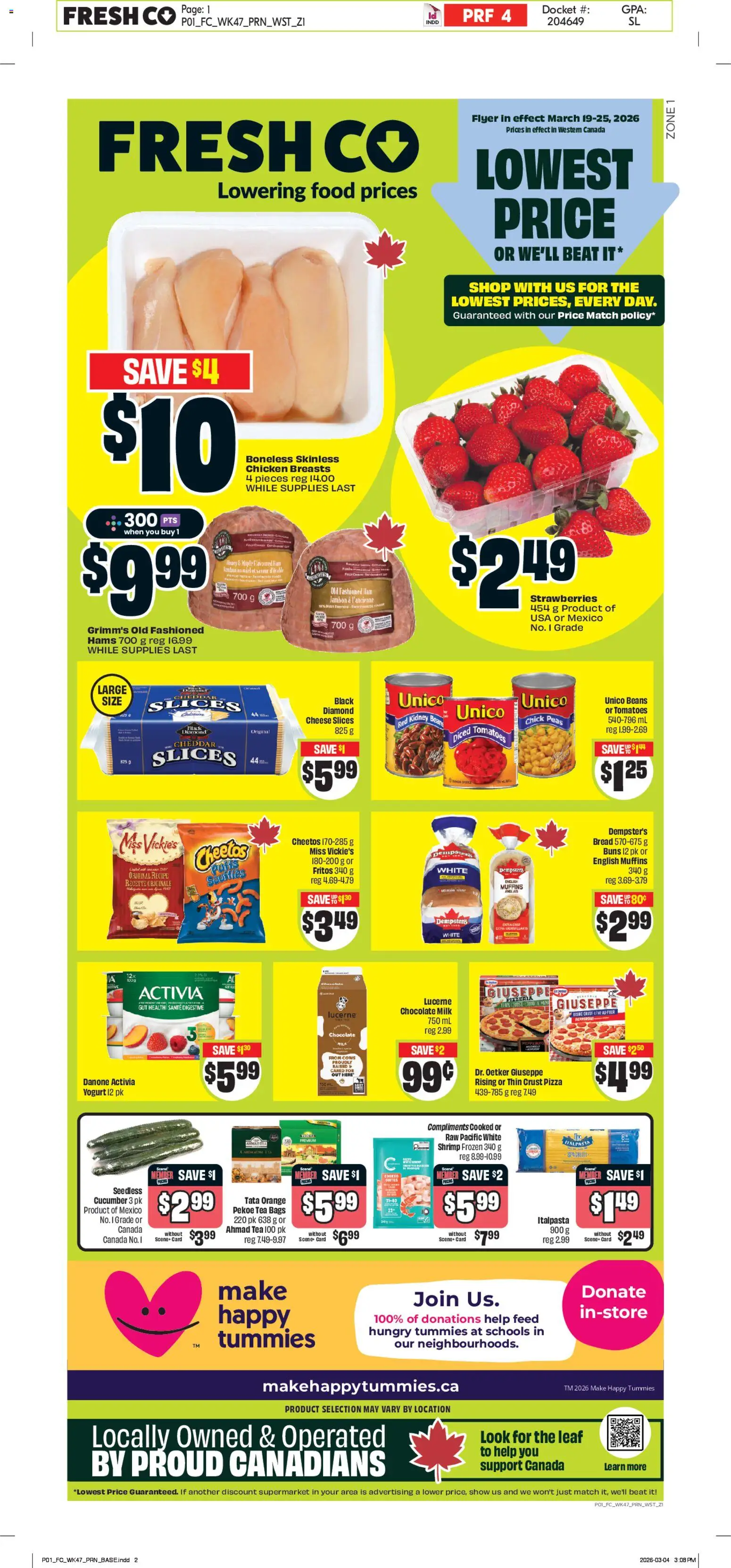 FreshCo flyer valid from 19.03.2026 | Page: 1 | Products: Tea, Chicken breasts, Yogurt, Ham