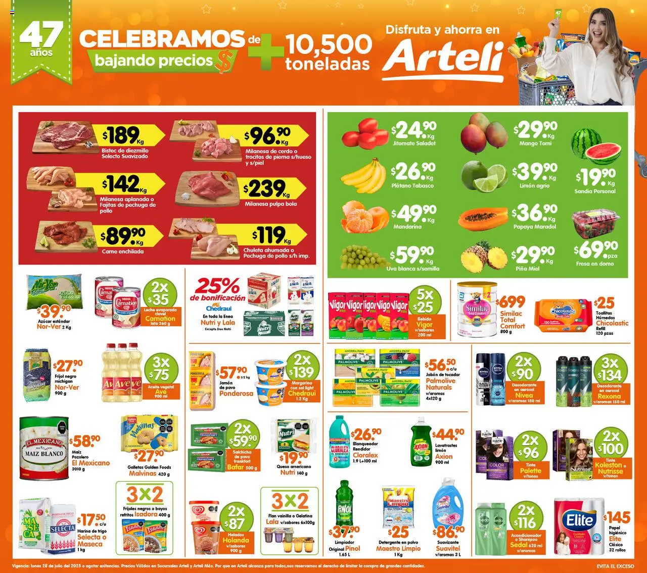 Nuevas ofertas de Arteli válidas en toda la República Mexicana desde el 28.07.2025. ¡Encuentra las mejores ofertas en Arteli - Folleto Arteli! | Página: 1 | Productos: Jamón, Uva, Piña, Jabón