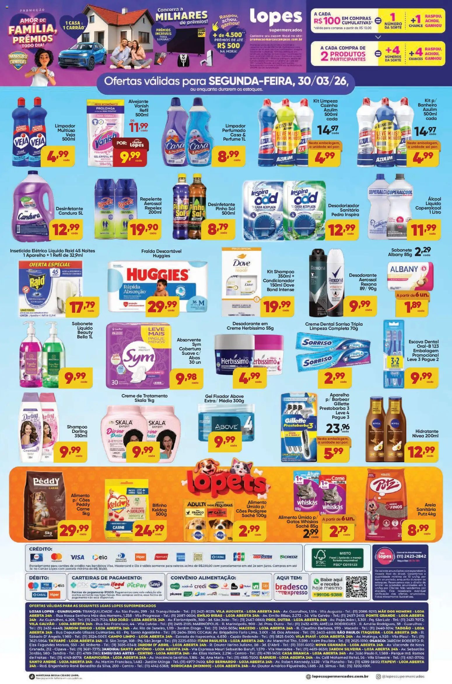 Lopes Supermercados Folheto - válido de 30.03.2026 | Página: 2 | Produtos: Areia, Caixa, Sabonete, Desinfetante