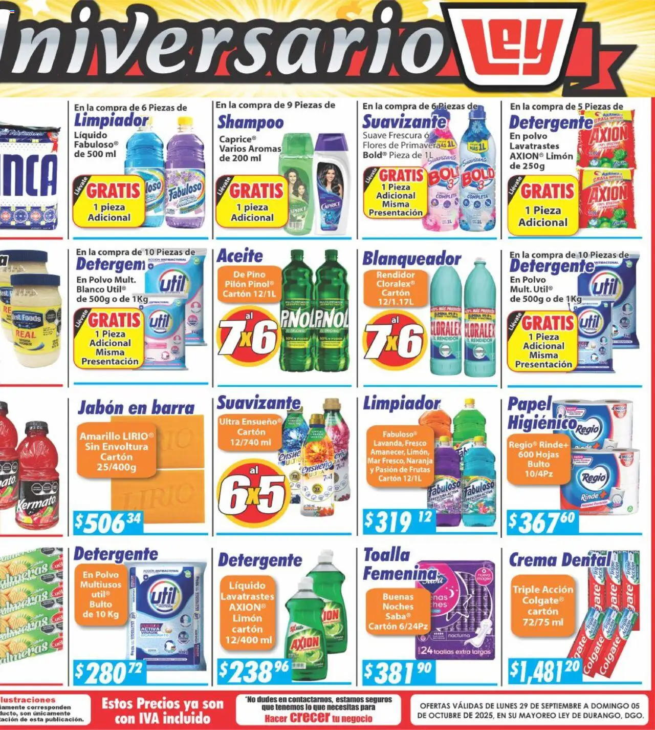 Nuevas ofertas de Casa Ley válidas en toda la República Mexicana desde el 29.09.2025. ¡Encuentra las mejores ofertas en Casa Ley - Folleto Mayoreo! | Página: 6 | Productos: Limón, Suavizante, Toalla, Barra