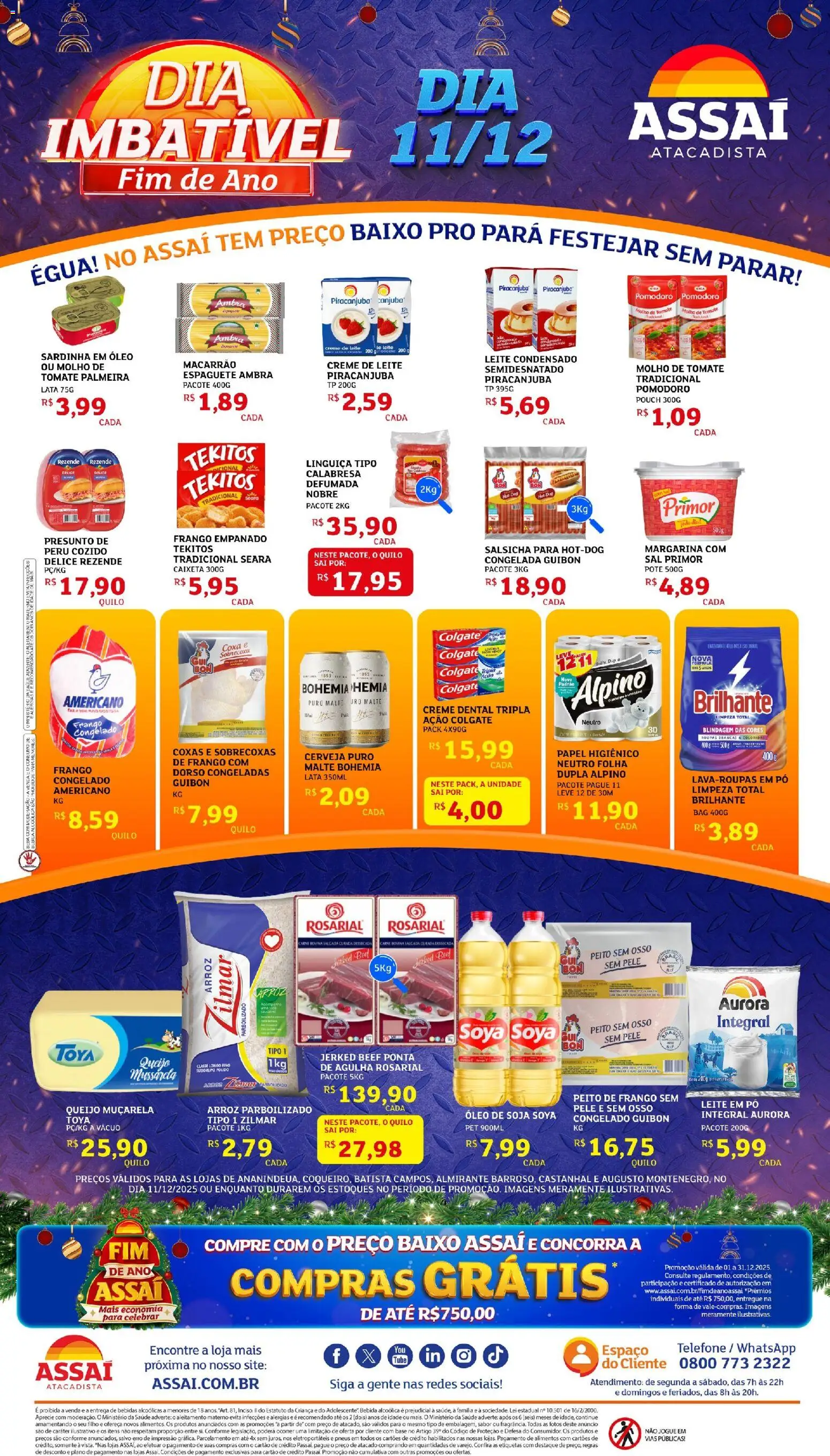 Assaí Atacadista Folheto - válido de 11.12.2025 | Página: 1 | Produtos: Espaguete, Papel higiênico, Soja, Leite em pó