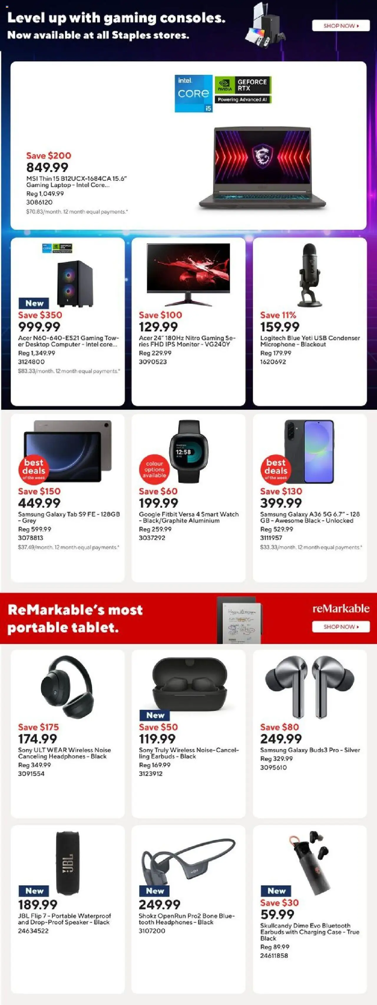 Staples flyer valid from 10.10.2025 | Page: 6 | Products: Watch, Monitor, Headphones, Case