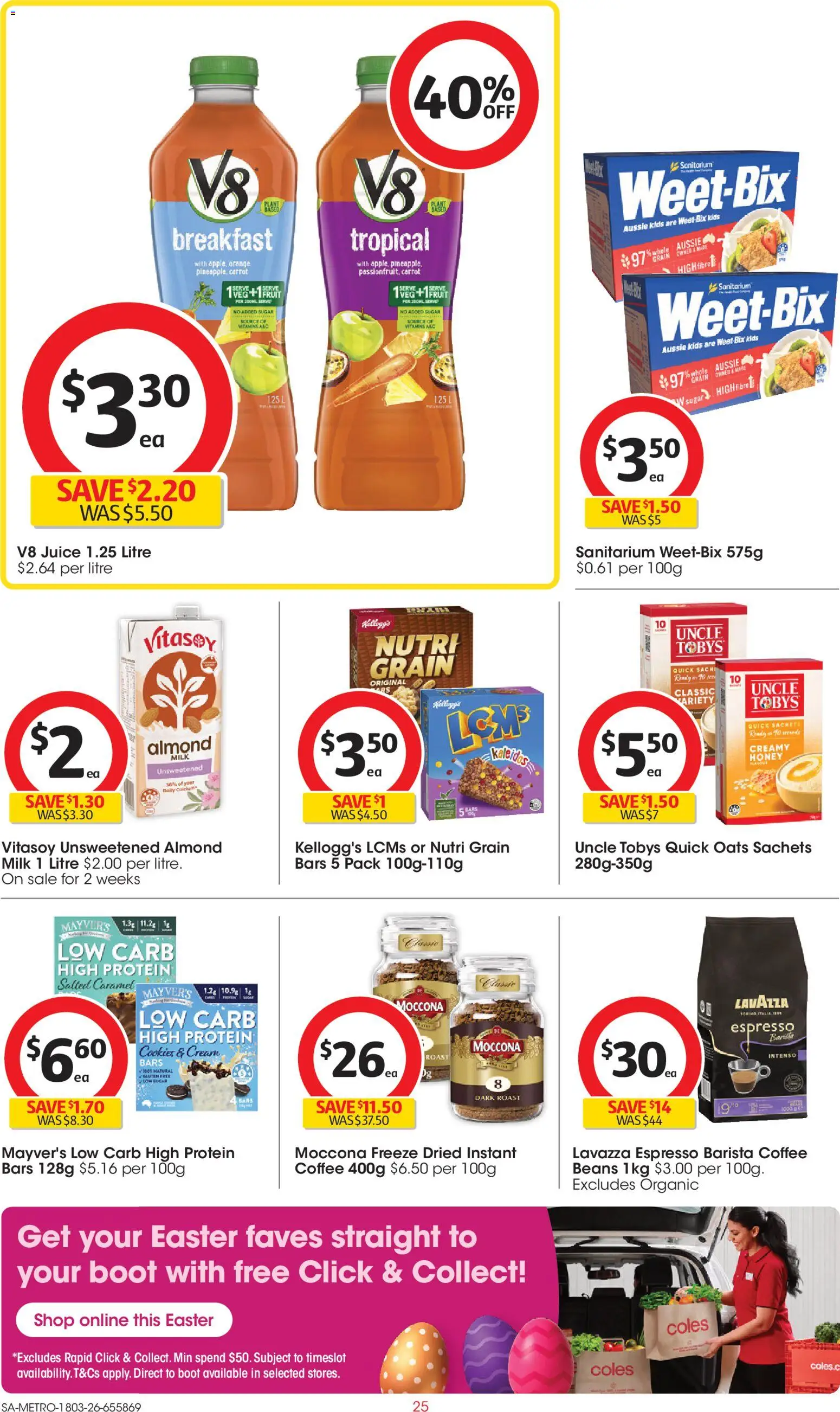 Coles catalogue - valid from 18.03.2026 | Page: 25 | Products: Coffee, Honey, Sugar, Moccona