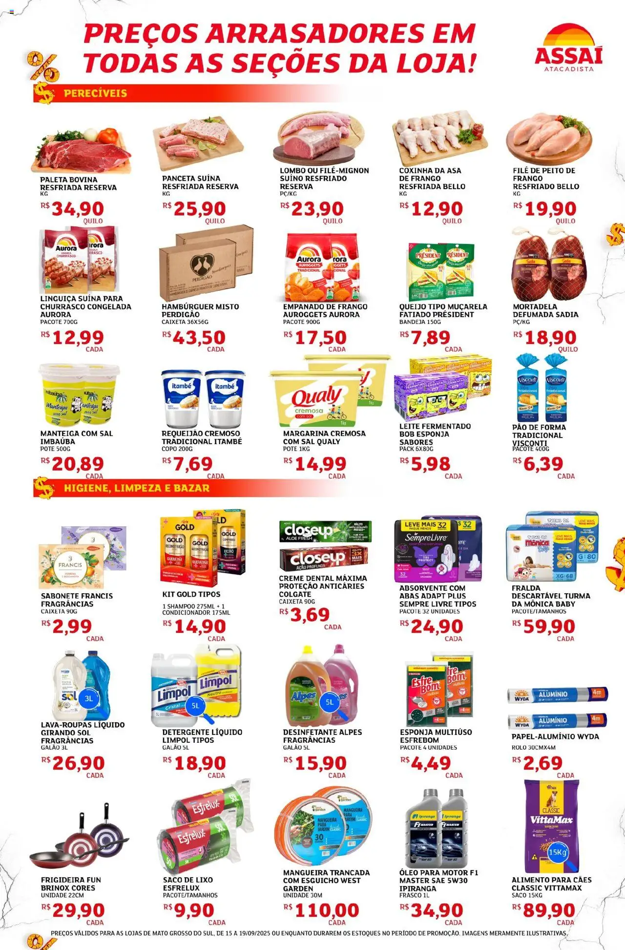 Assaí Atacadista Folheto - válido de 15.09.2025 | Página: 3 | Produtos: Esponja, Detergente, Absorvente, Desinfetante