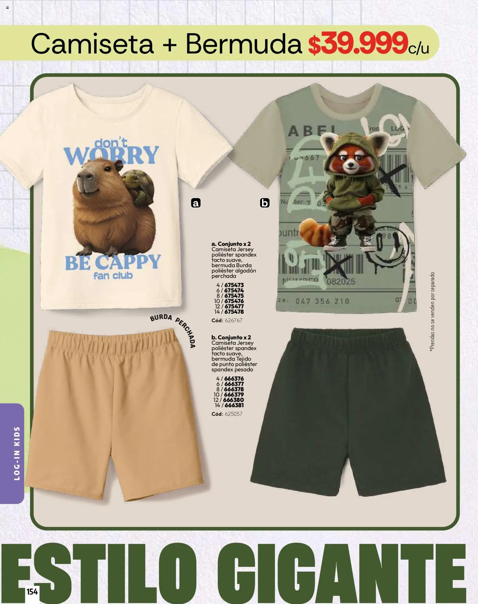 Carmel revista - valida desde el 01.03.2026 | Página: 154 | Productos: Algodón, Bermuda, Camiseta, Conjunto