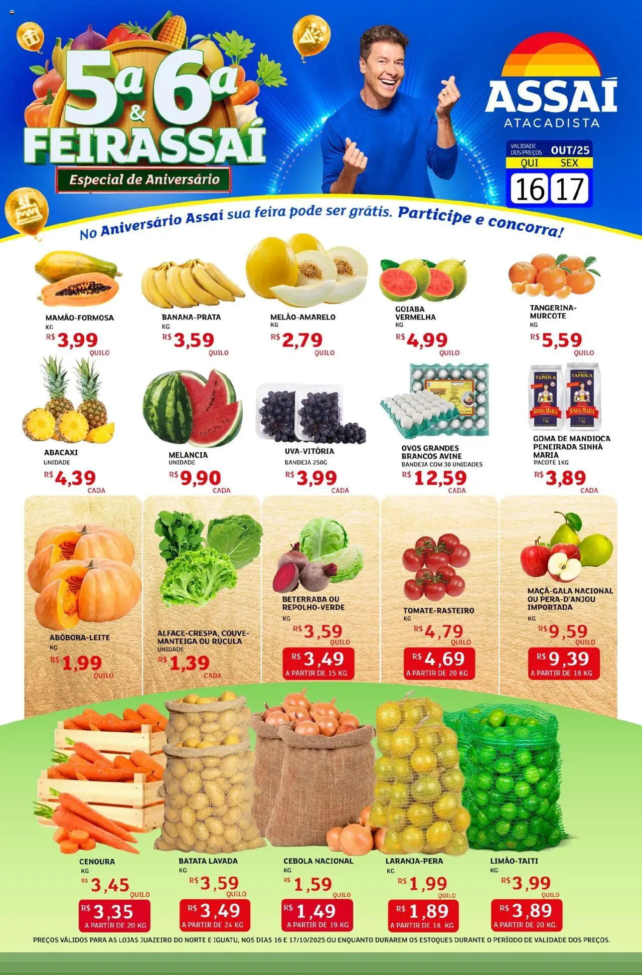 Assaí Atacadista Folheto - válido de 16.10.2025 | Página: 1 | Produtos: Beterraba, Rúcula, Tapioca, Manteiga