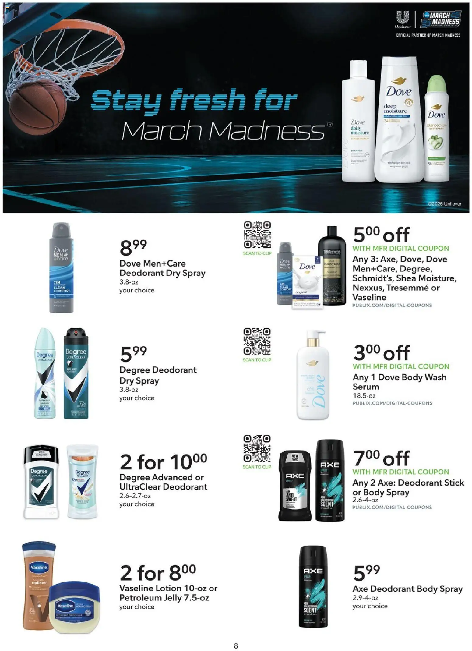 Publix Extra Savings - valid from 07.03.2026 | Page: 8 | Products: Clip, Pin, Deodorant, Body Wash