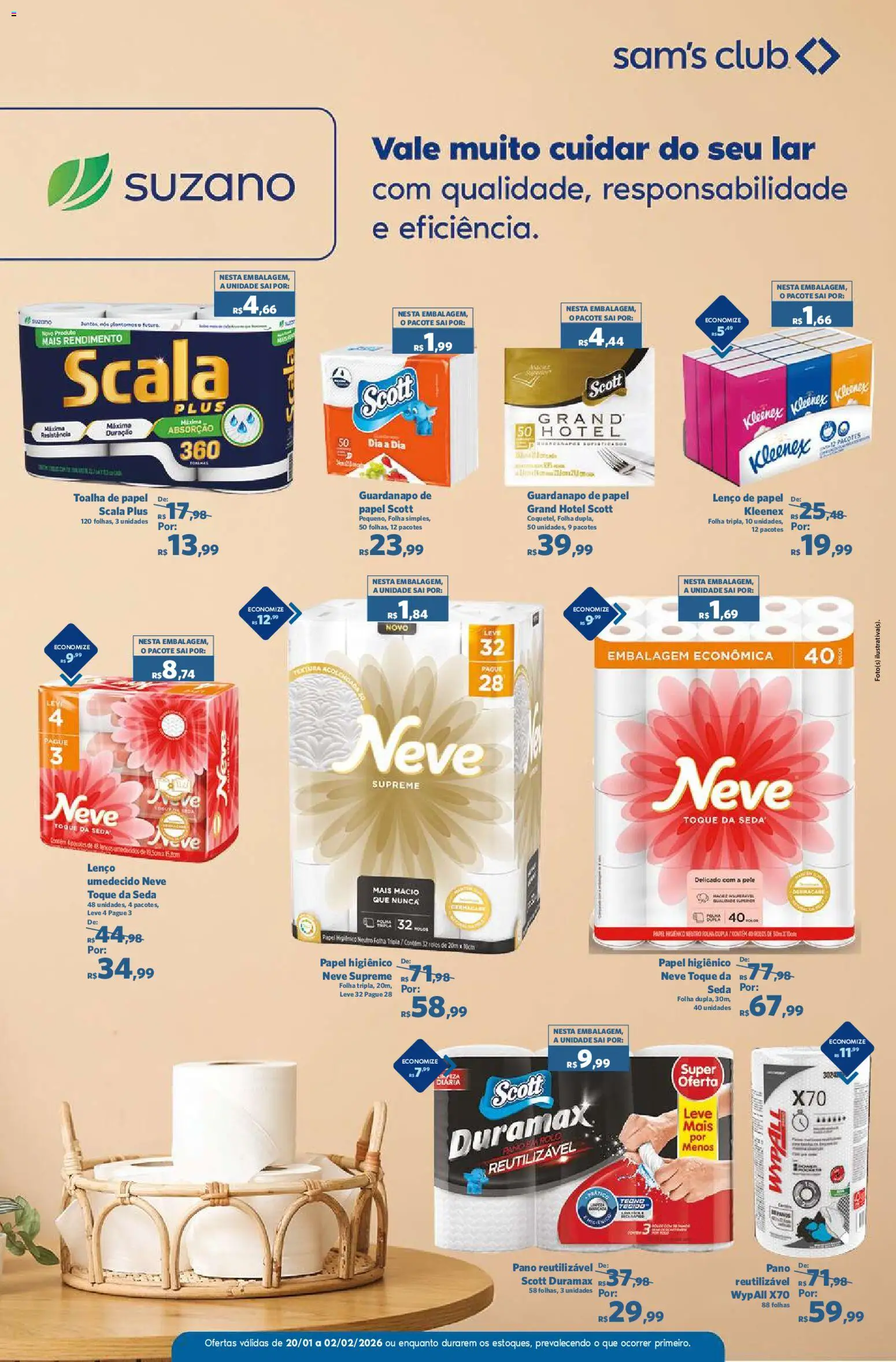 Sam's Club Folheto - válido de 20.01.2026 | Página: 12 | Produtos: Lenço, Lenço umedecido, Papel higiênico, Guardanapo