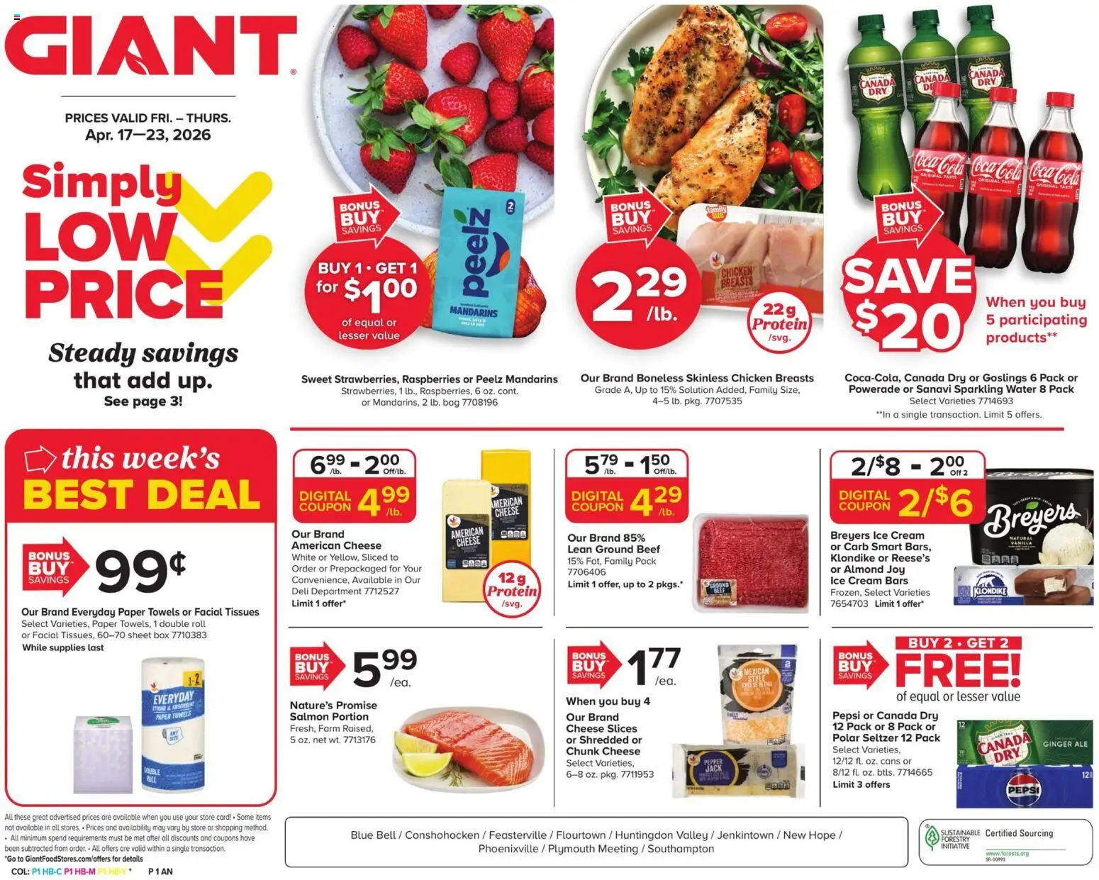 Giant Weekly Ad - valid from 17.04.2026 | Page: 1 | Products: Mandarins, Beef, Water, Bag