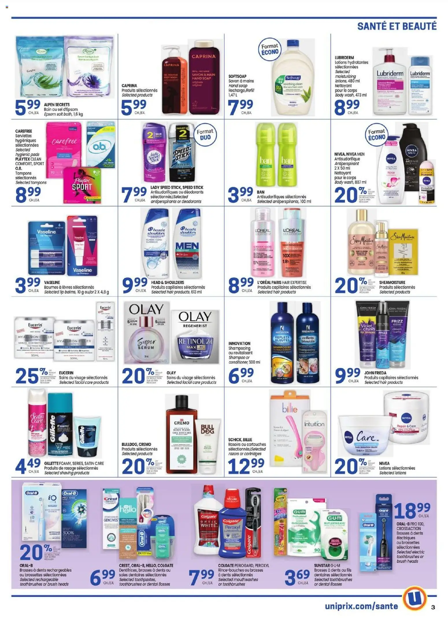 Uniprix flyer valid from 15.01.2026 | Page: 3 | Products: Shampoo, Soap, Body wash, Antiperspirant