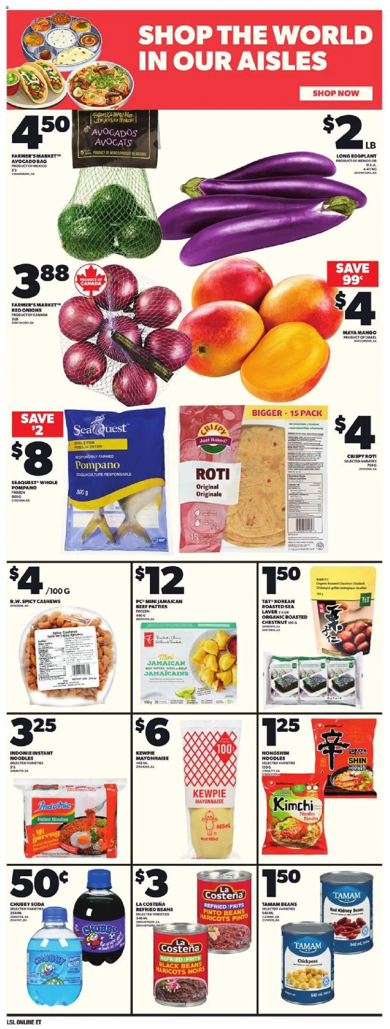 Loblaws flyer valid from 28.08.2025 | Page: 10 | Products: Fish, Noodles, Beef, Bag