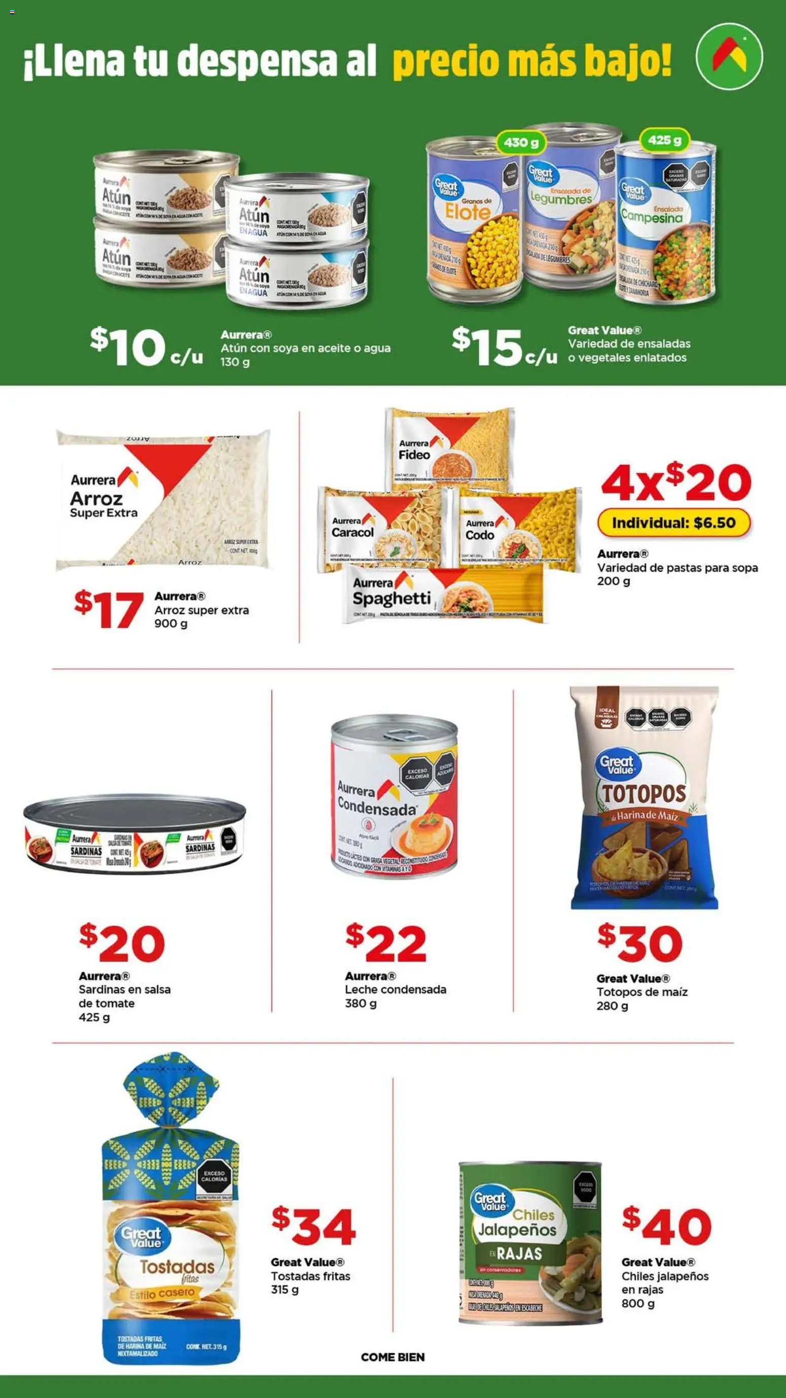 Nuevas ofertas de Bodega Aurrerá válidas en toda la República Mexicana desde el 22.04.2026. ¡Encuentra las mejores ofertas en Bodega Aurrerá folleto! | Página: 6 | Productos: Chícharos, Tomate, Leche, Salsa de tomate