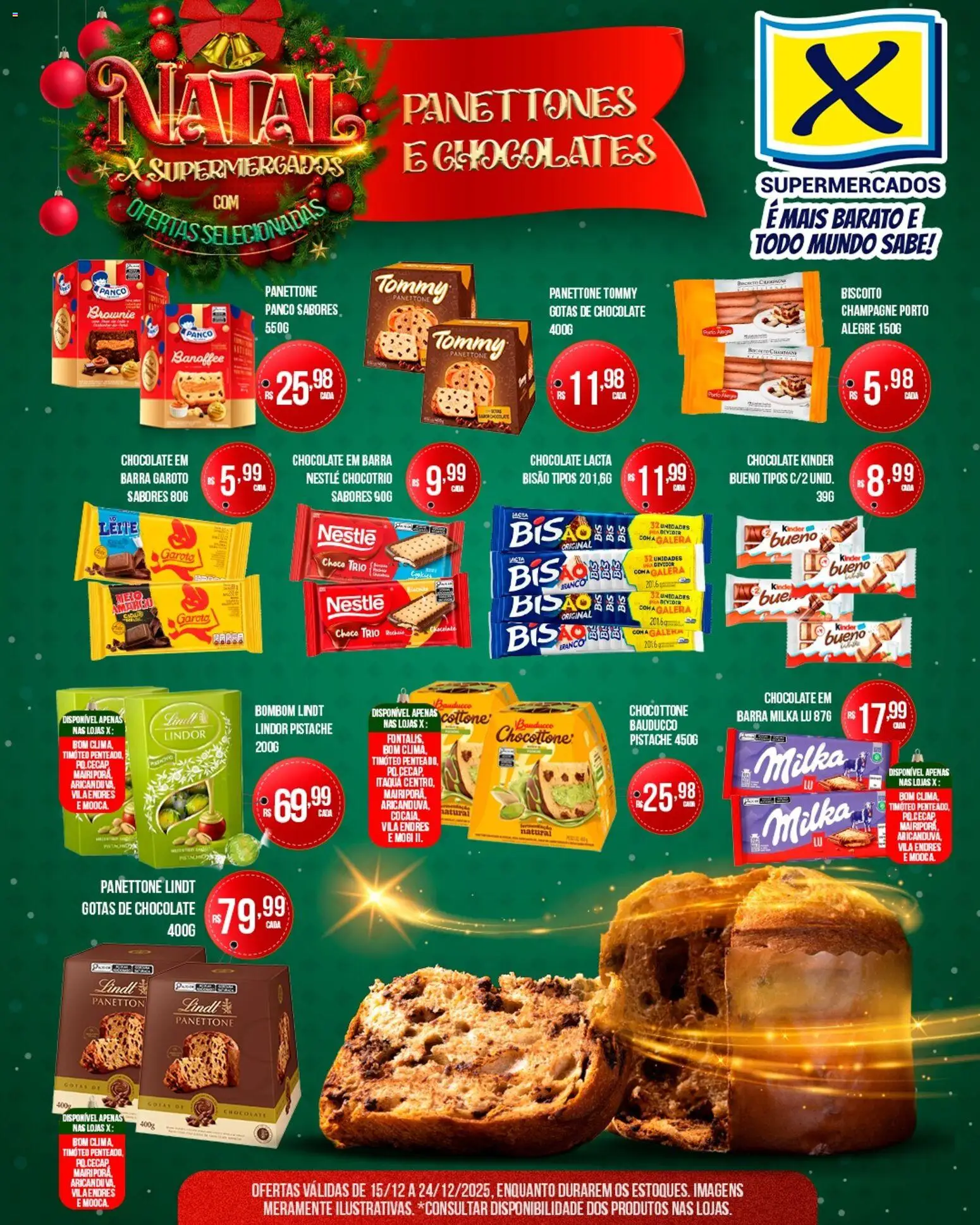 X Supermercados Folheto - válido de 15.12.2025 | Página: 2 | Produtos: Banco, Panettone, Chocolate, Bombom