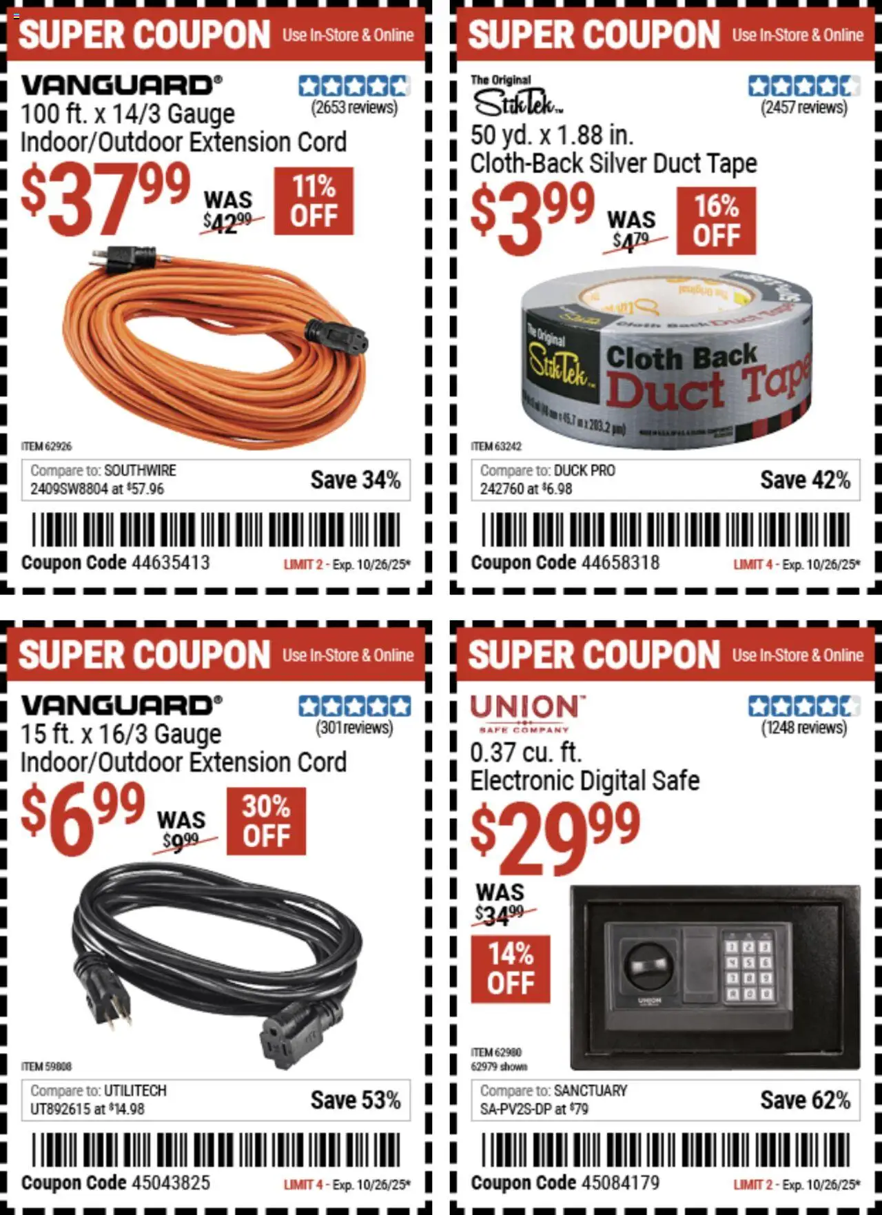 Harbor Freight Coupon Deals - valid from 13.10.2025 | Page: 18 | Products: Safe