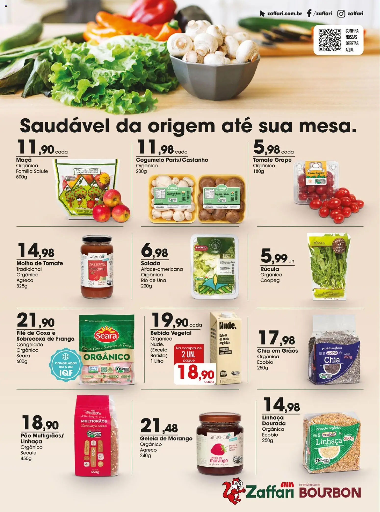 Zaffari Folheto - válido de 07.04.2026 | Página: 16 | Produtos: Molho de tomate, Cogumelo, Pão, Bourbon