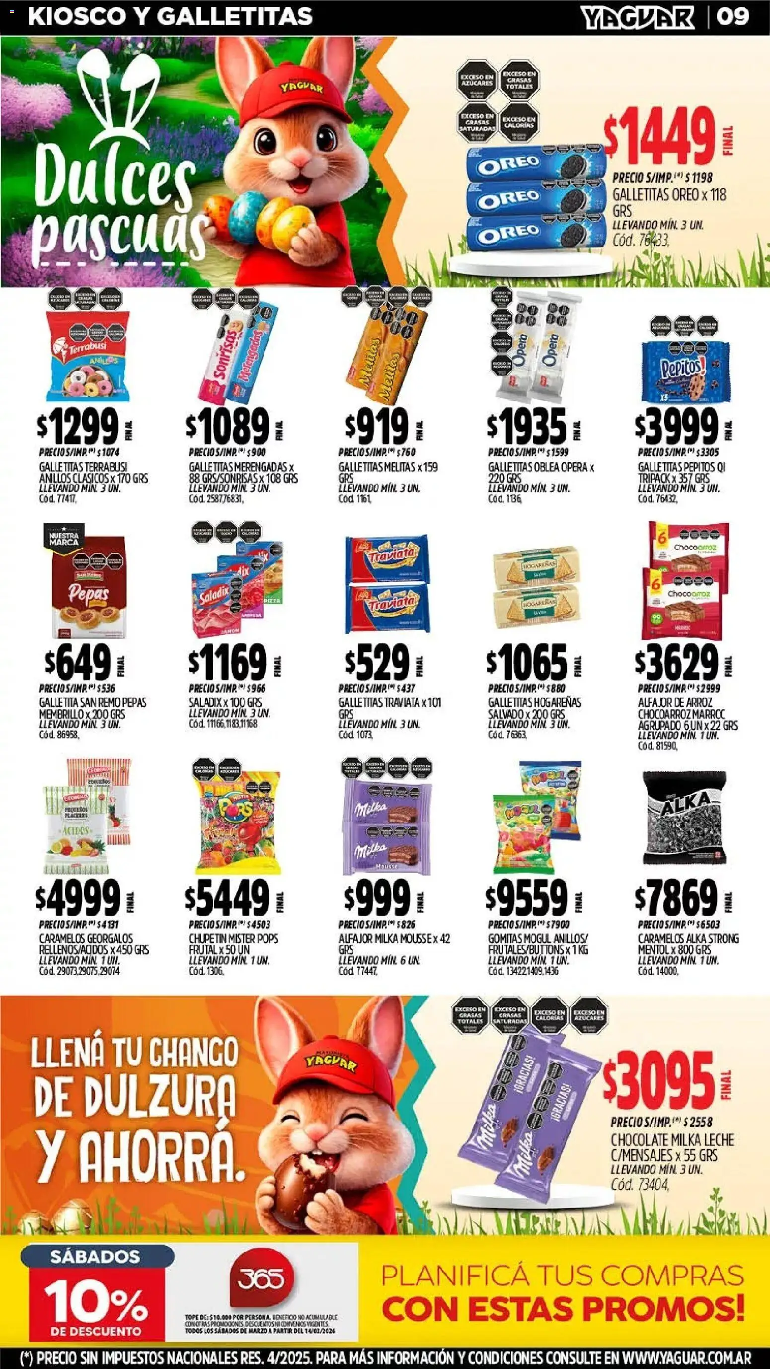 Yaguar - Oferta Semanal General Roca │ válido desde el 23.03.2026 | Página: 9 | Productos: Gomitas, Leche, Chocolate, Alfajor